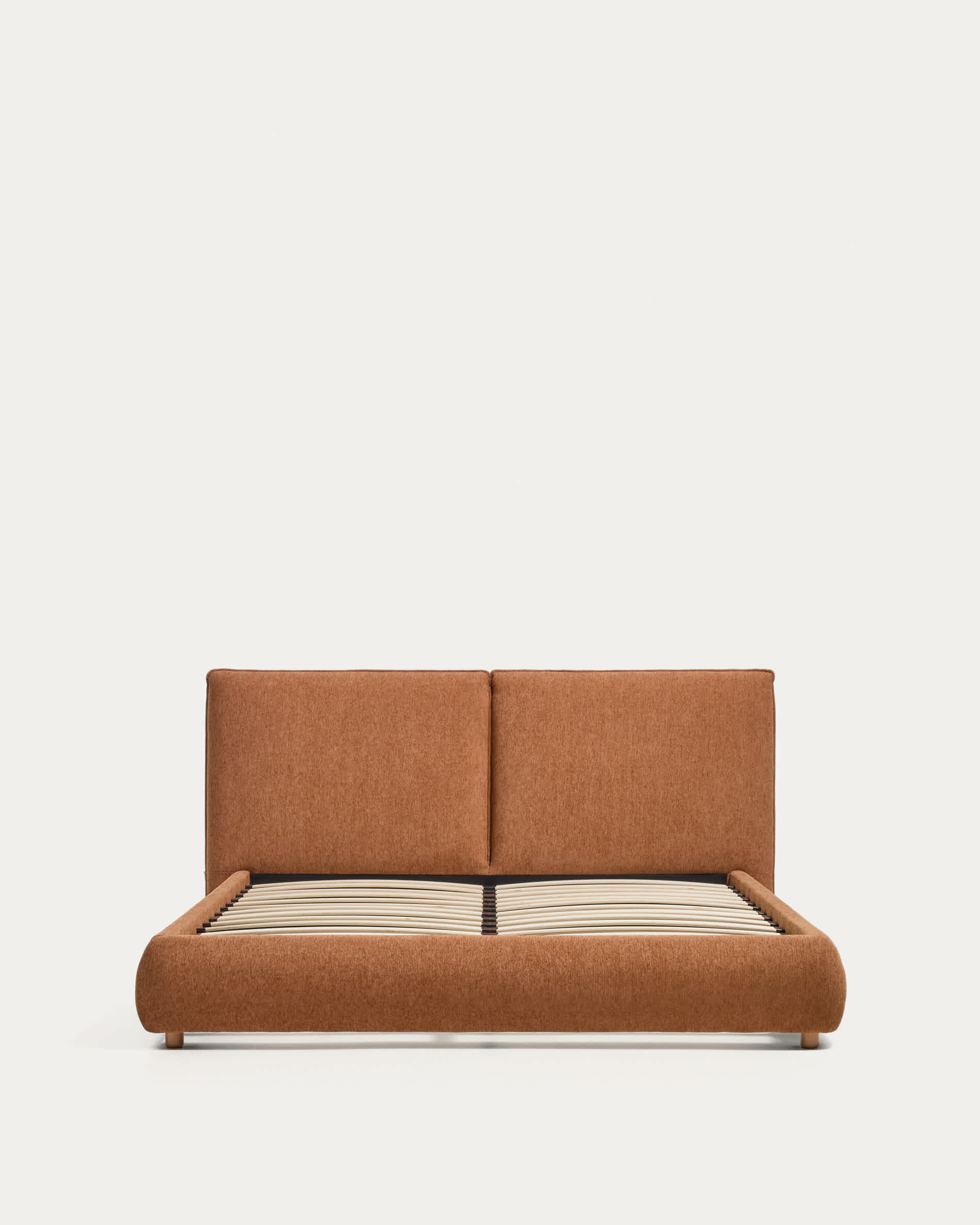 Elerio bed in soft copper chenille for 160 x 200cm mattress