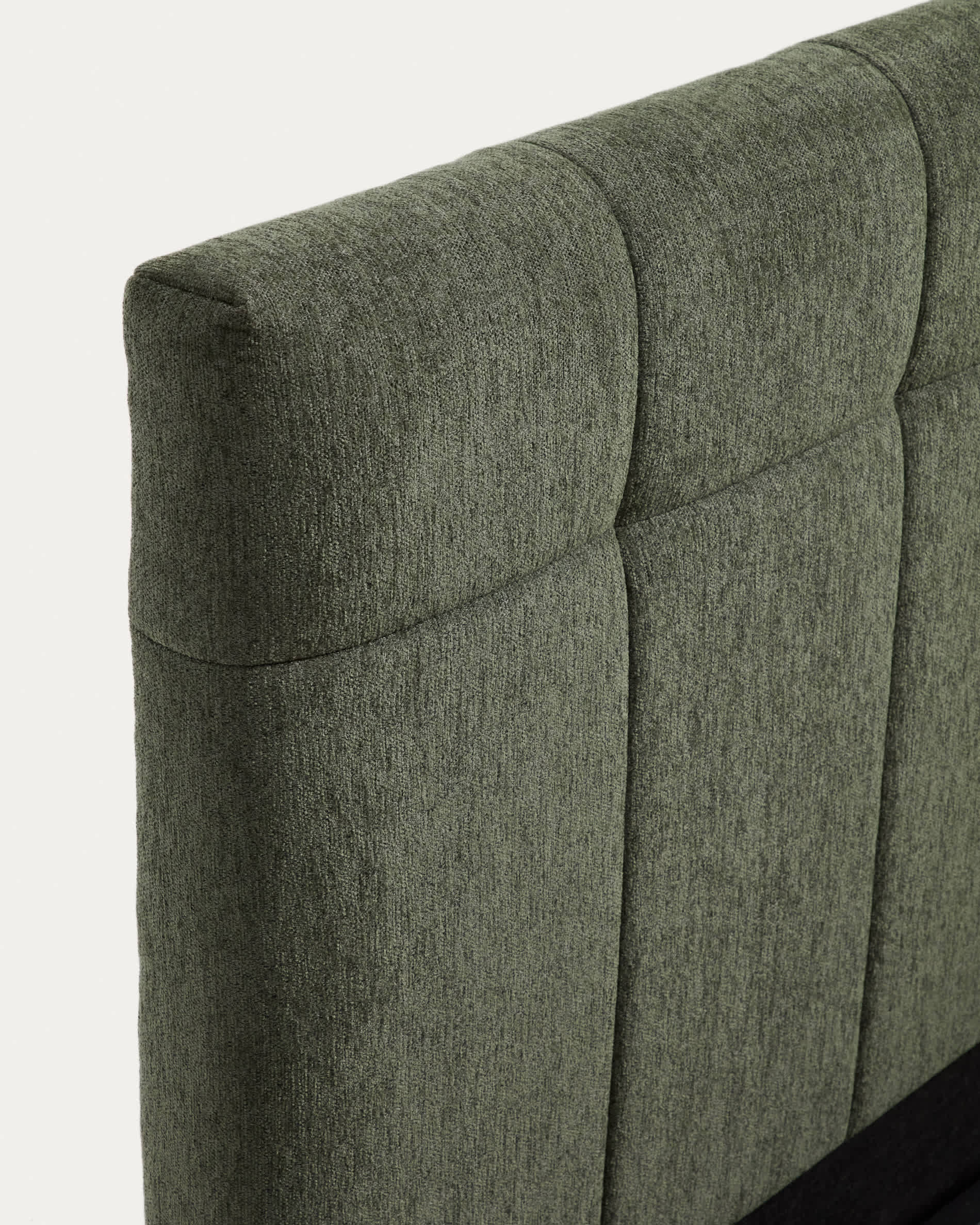 Darnela moss green chenille bed with folding storage base for 150 x 200cm mattress