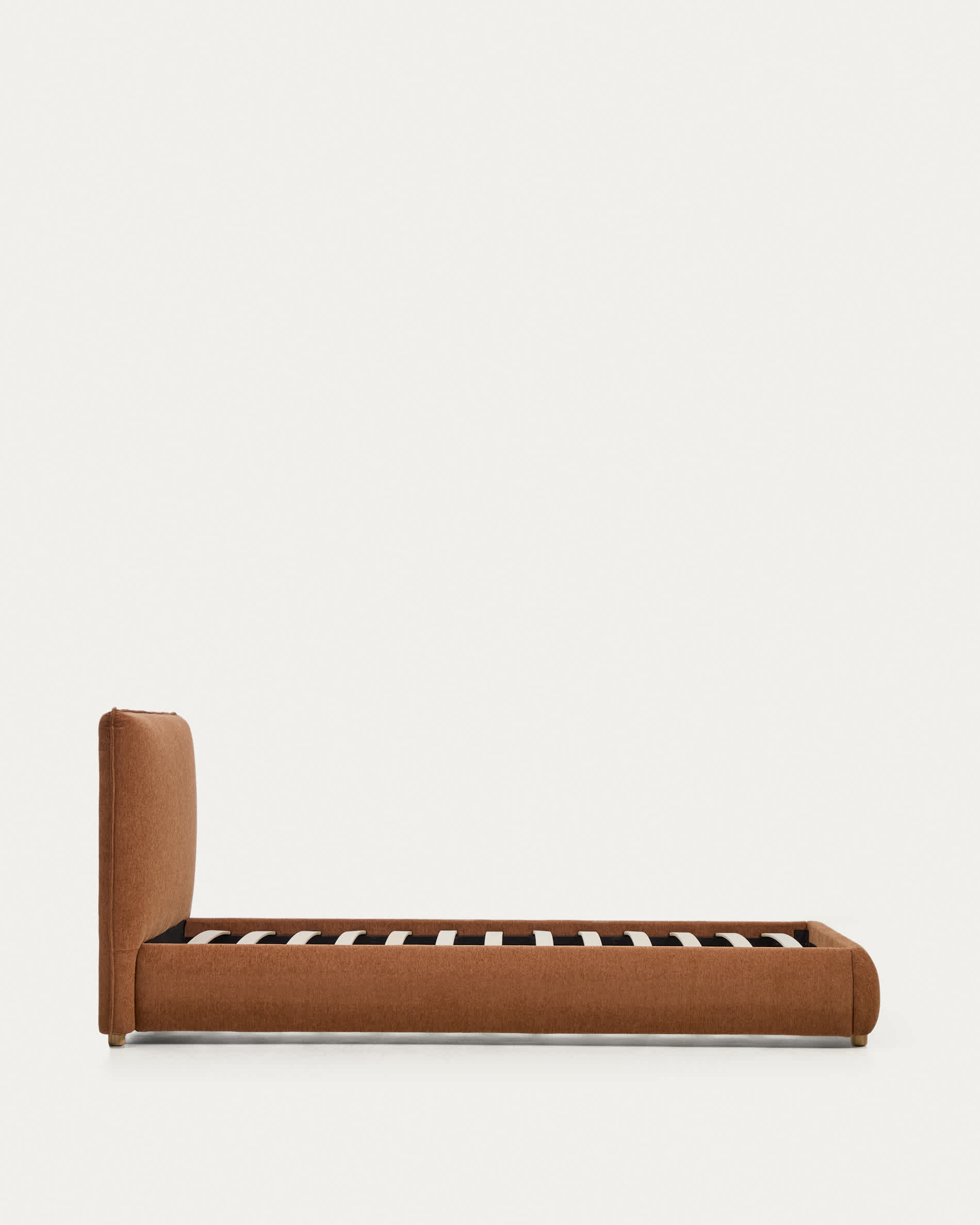 Elerio bed in soft copper chenille for 90 x 200cm mattress