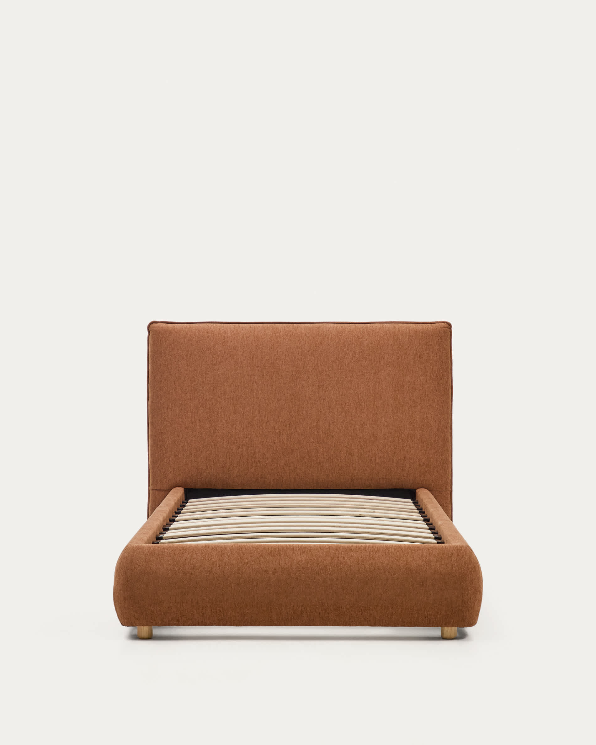 Elerio bed in soft copper chenille for 90 x 200cm mattress