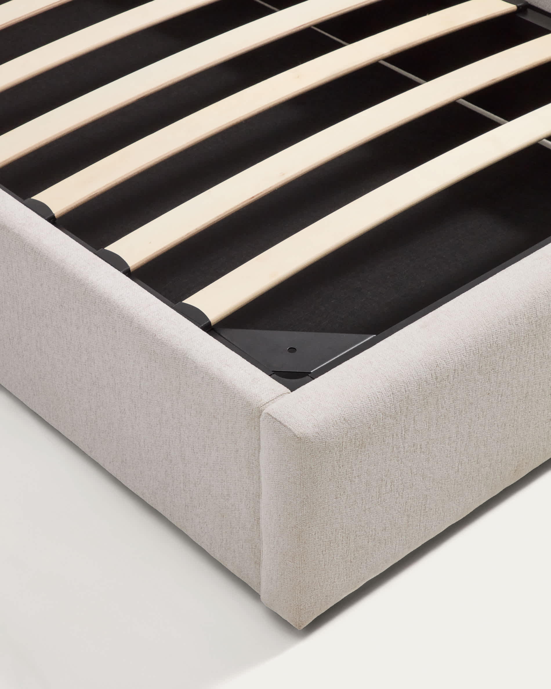 Darnela ecru chenille bed with folding storage base for 90 x 200cm mattress