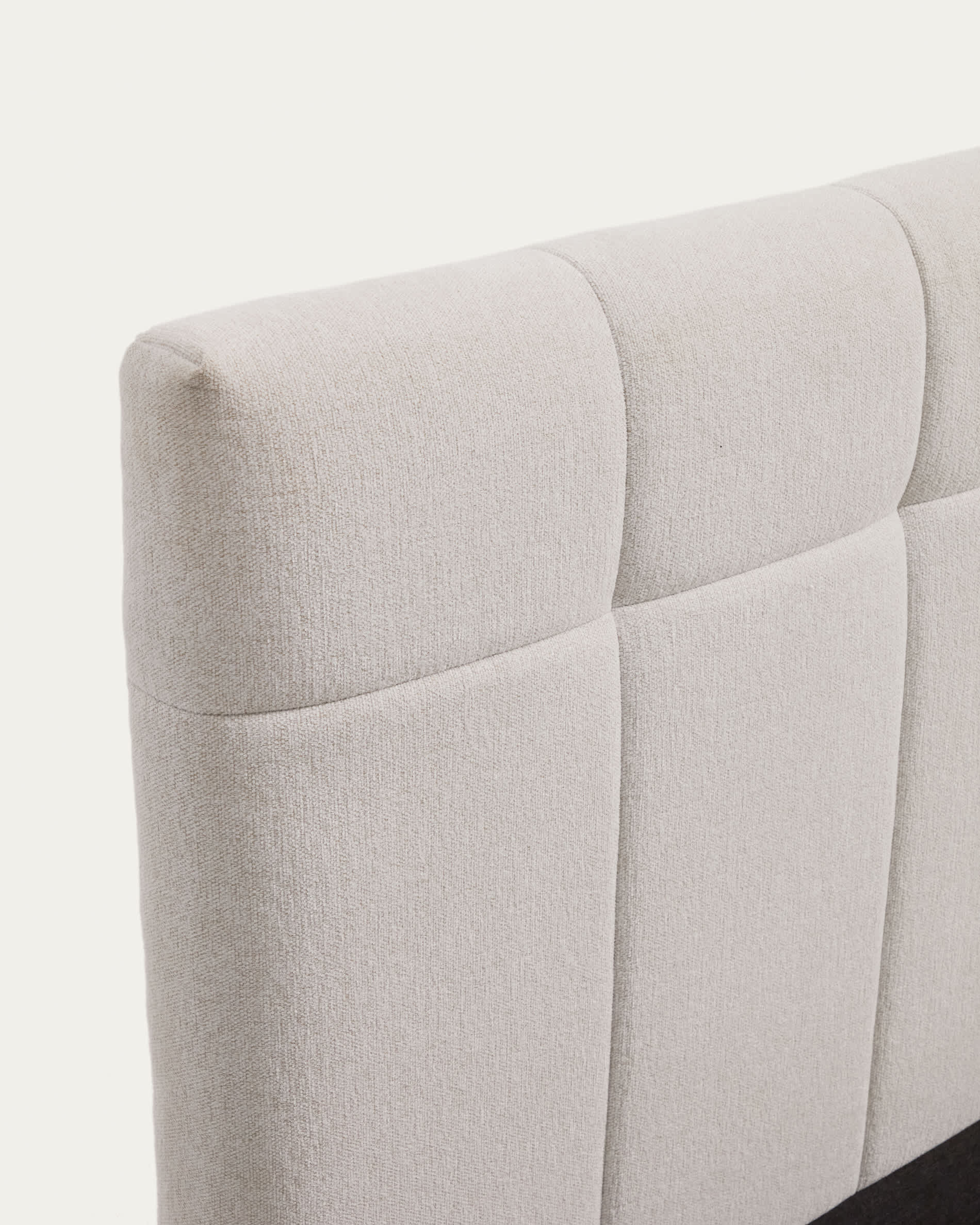 Darnela ecru chenille bed with folding storage base for 160 x 200cm mattress