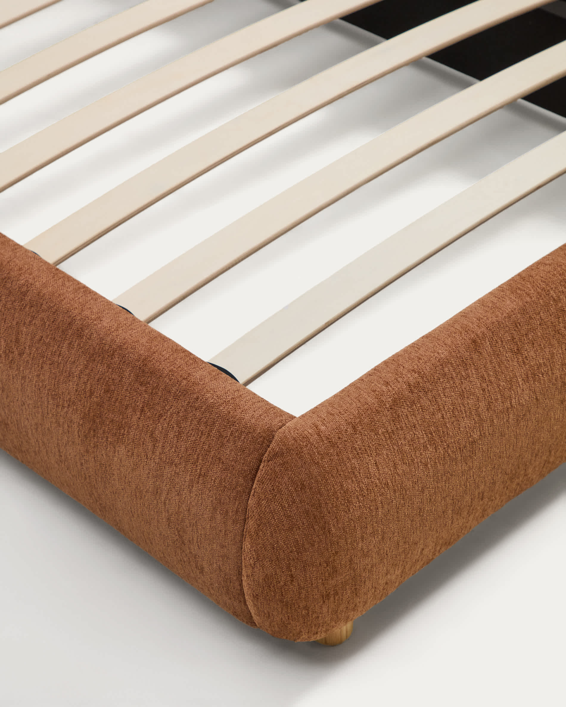 Elerio bed in soft copper chenille for 90 x 200cm mattress