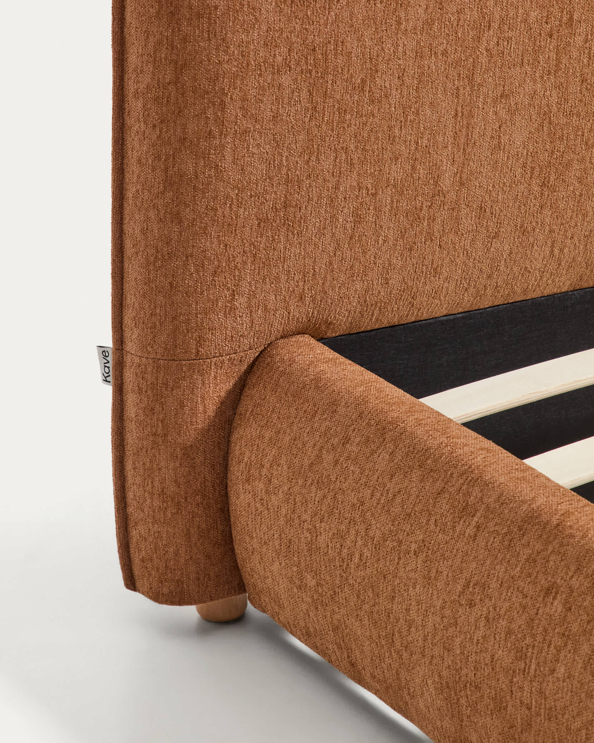 Elerio bed in soft copper chenille for 90 x 200cm mattress
