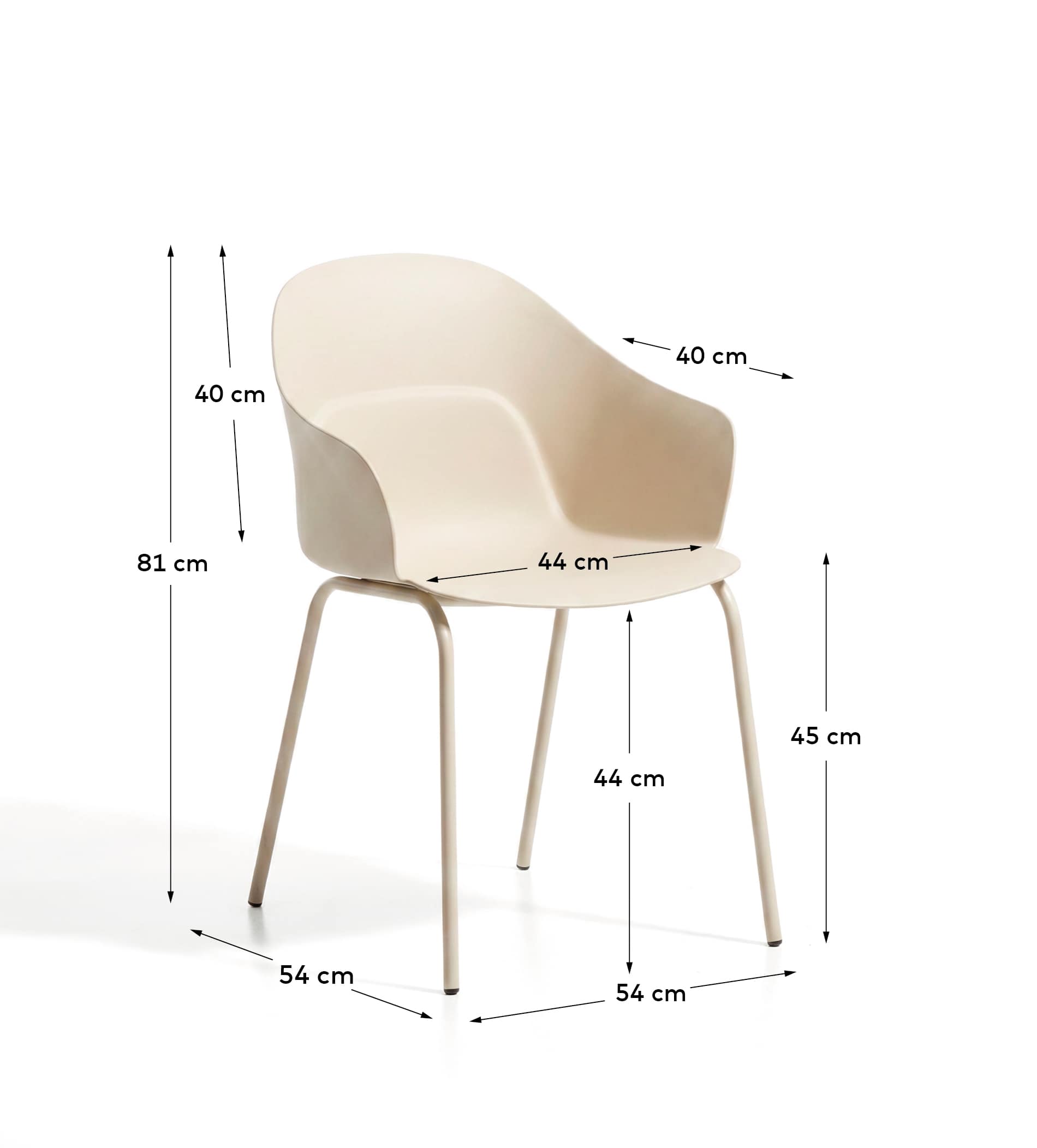 Sanile chair with beige-finish steel legs