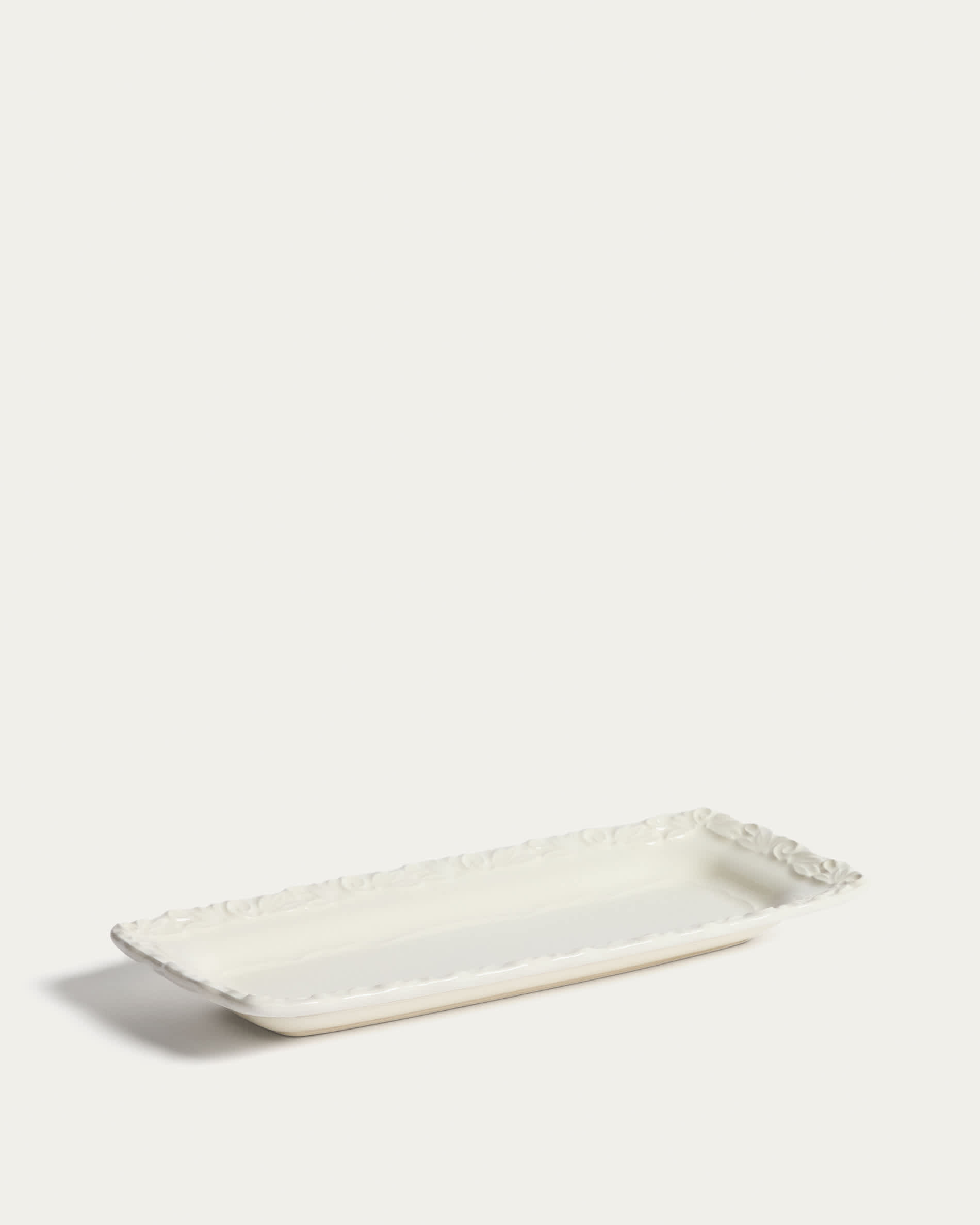 Varla beige ceramic tray