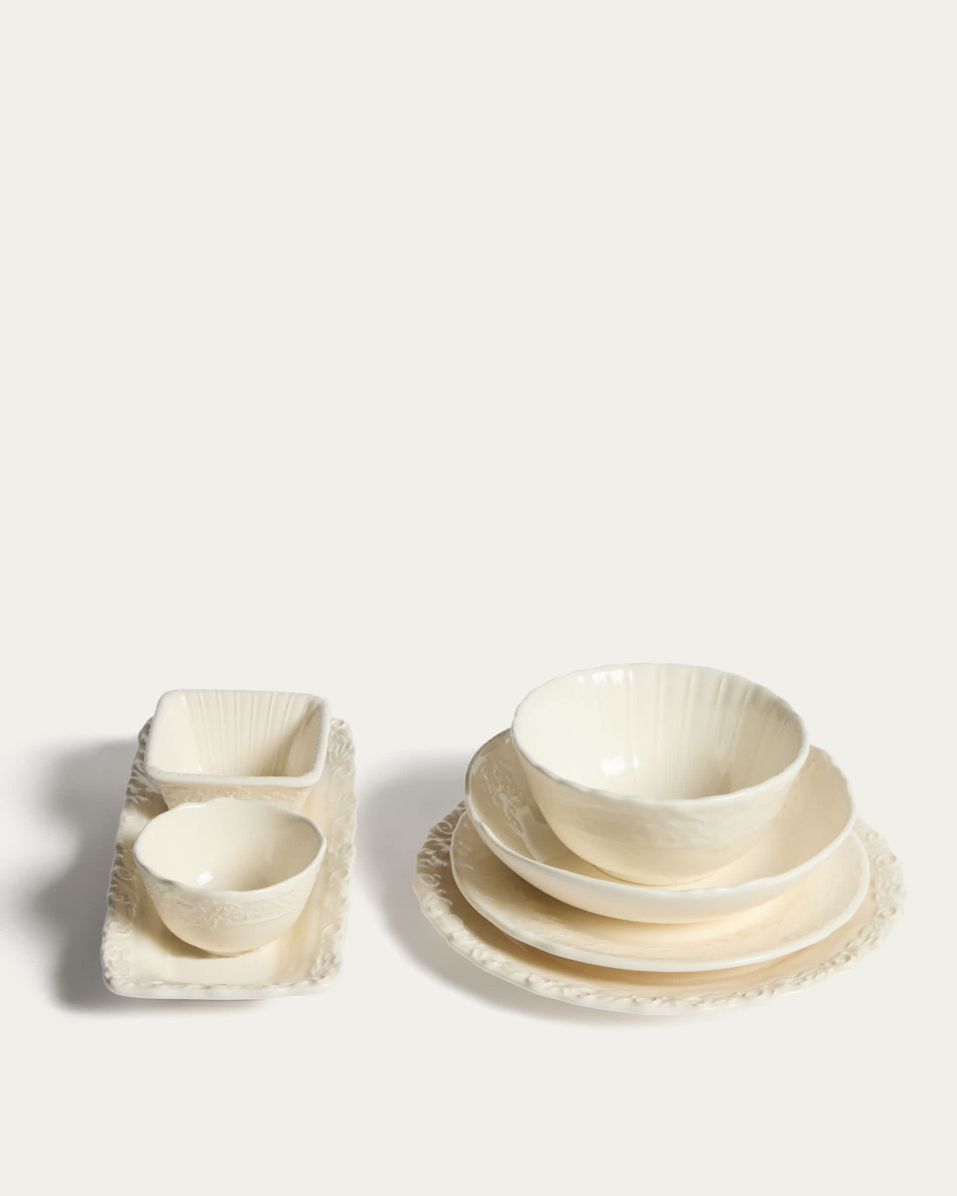 Varla small beige ceramic bowl