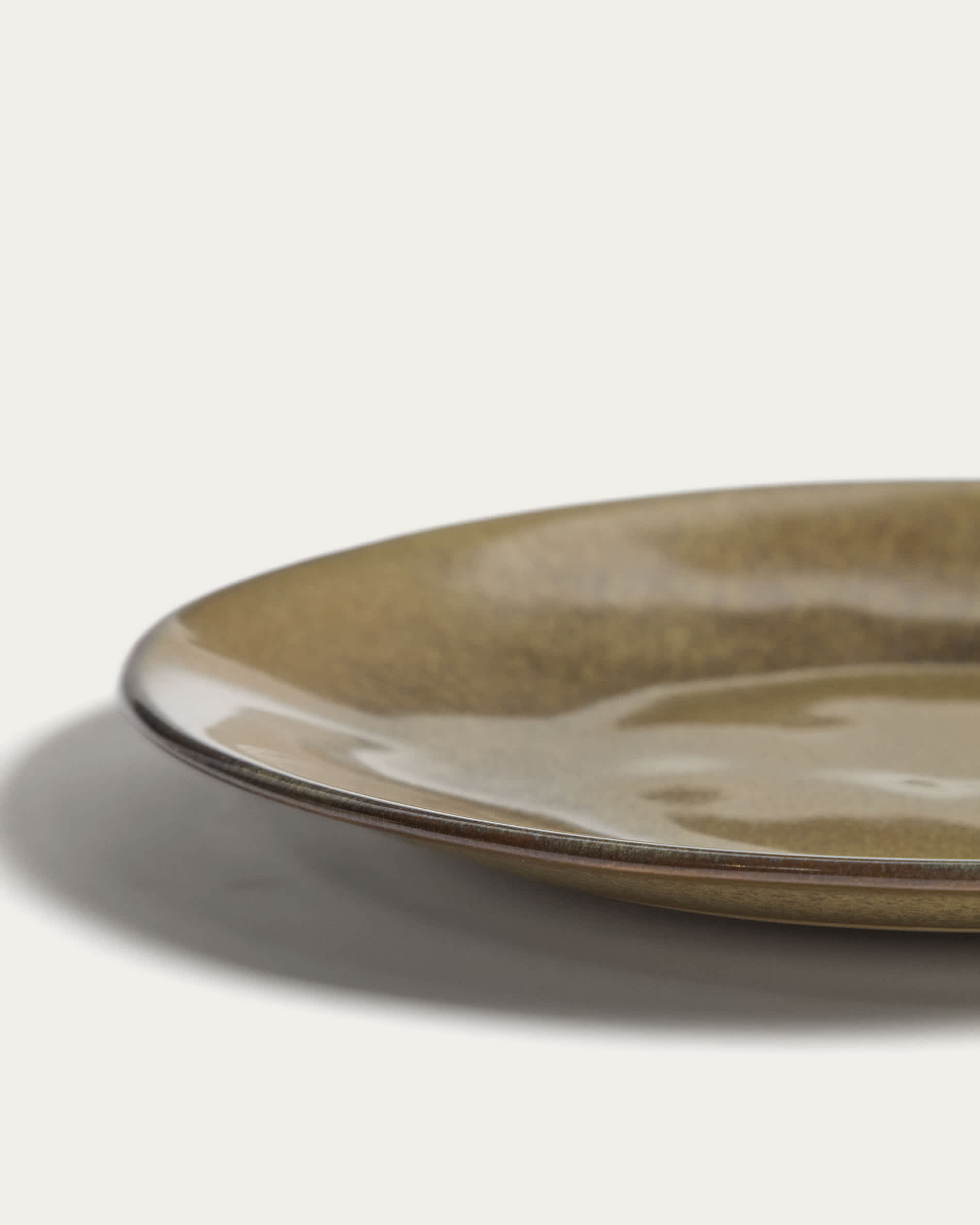 Aderno moss green ceramic dessert plate
