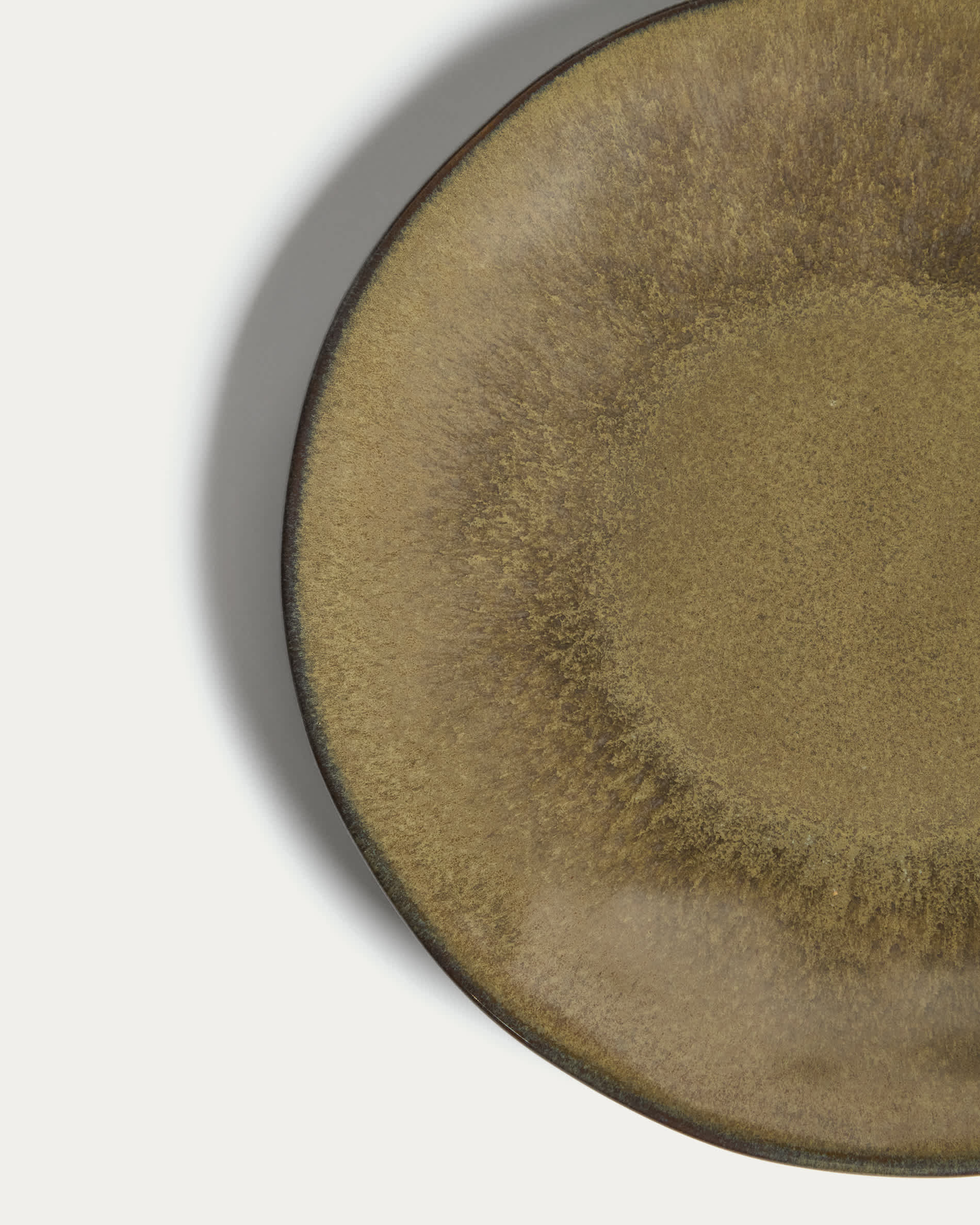 Aderno moss green ceramic dessert plate