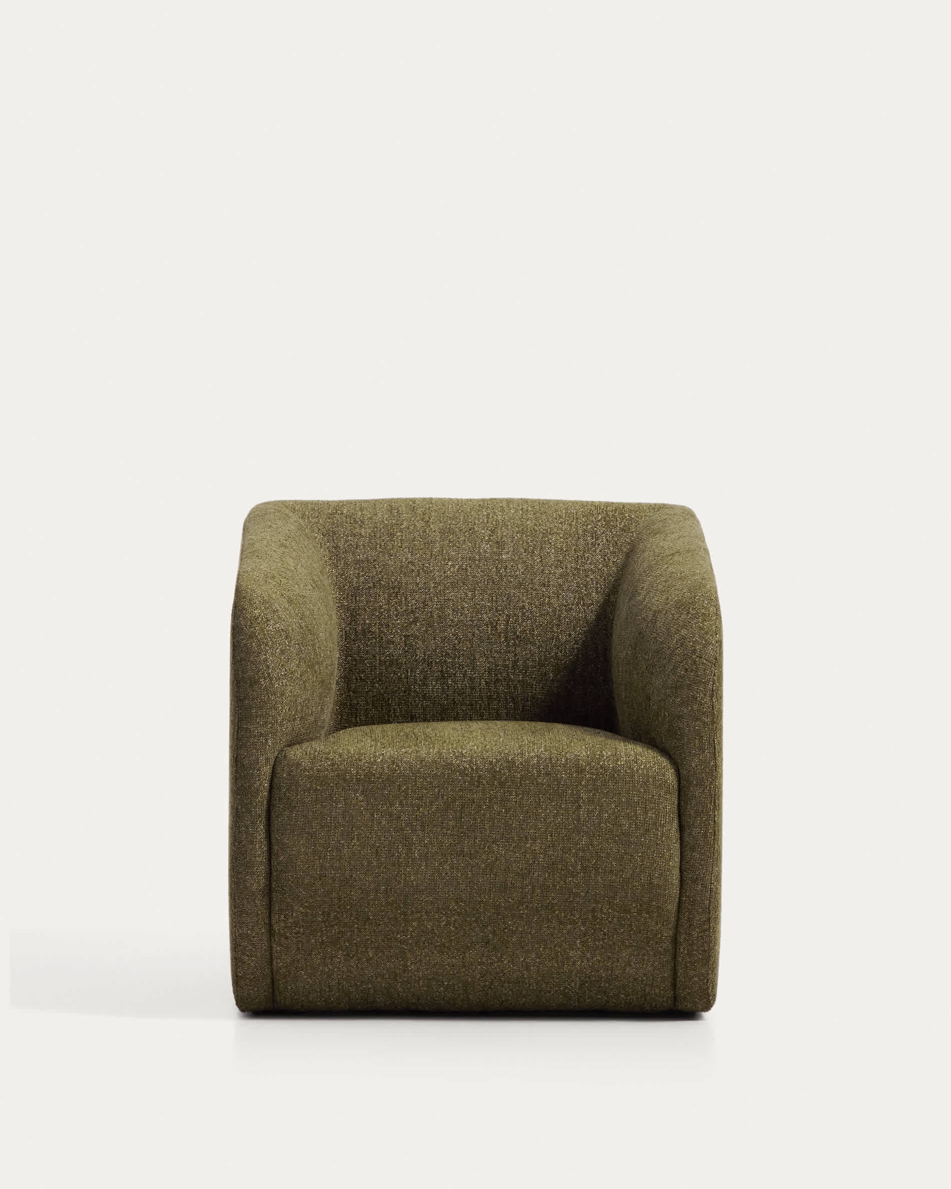 Milare armchair in olive green chenille 73 cm FSC 100%