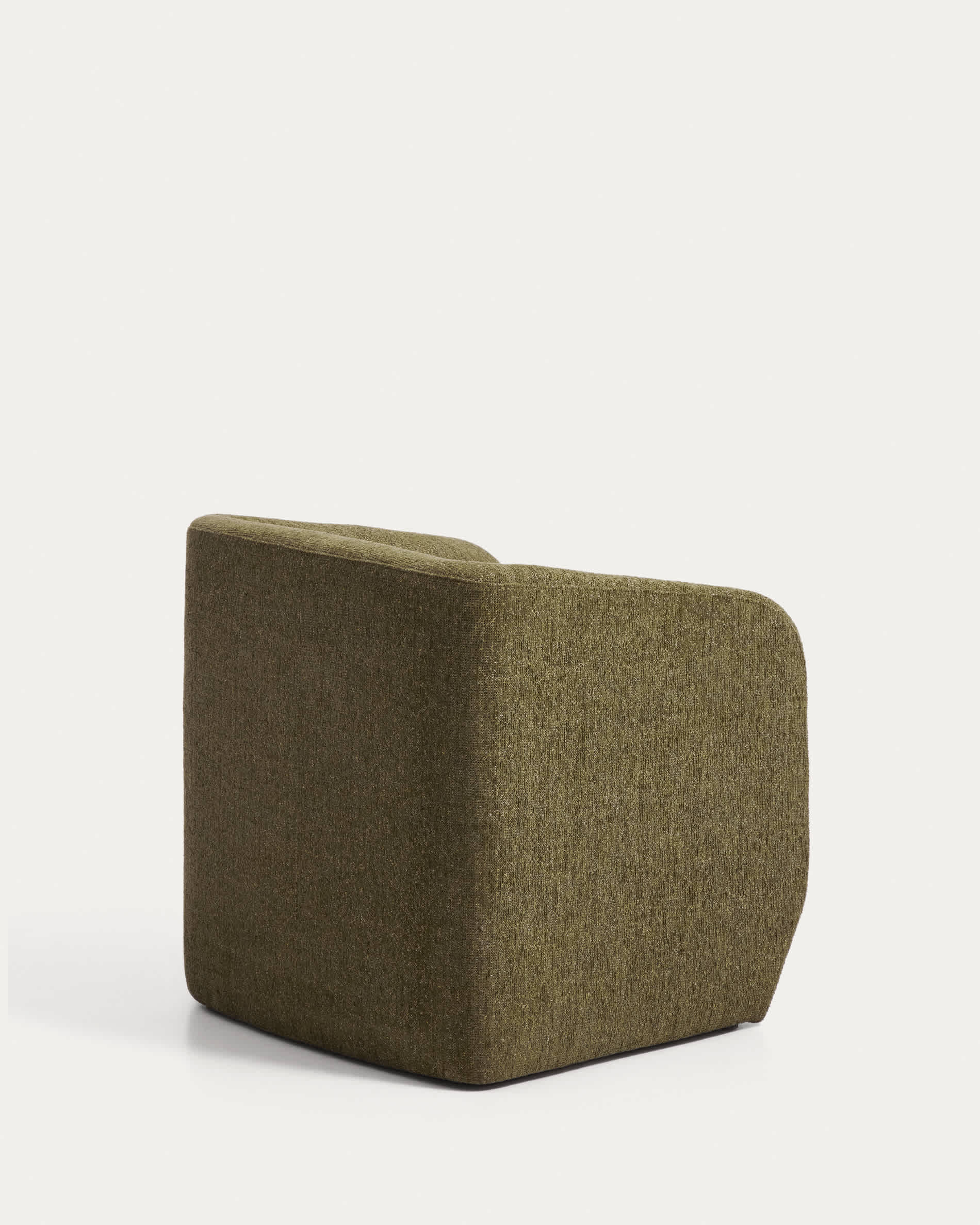Milare armchair in olive green chenille 73 cm FSC 100%