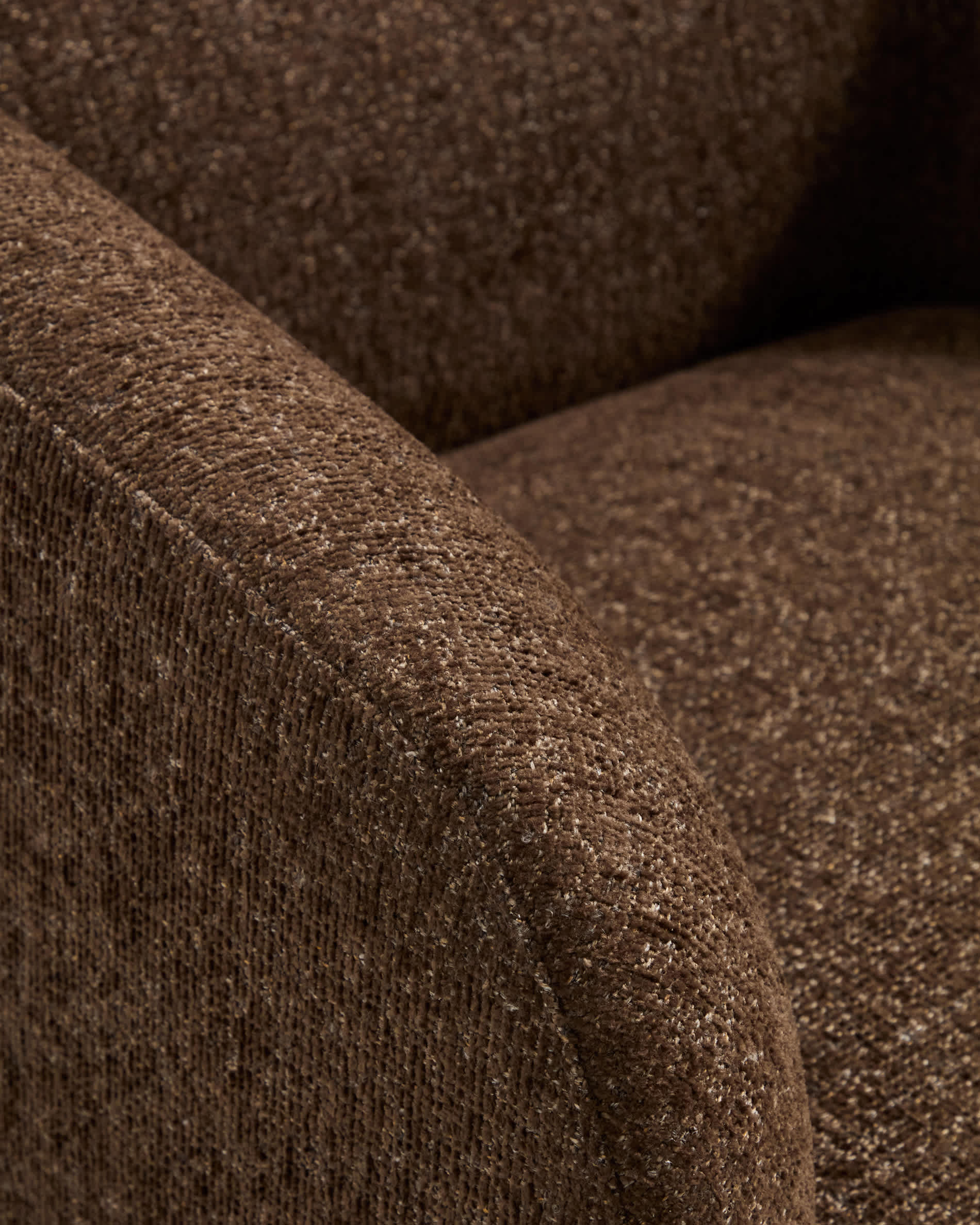 Milare armchair in chocolate brown chenille 83 cm FSC 100%