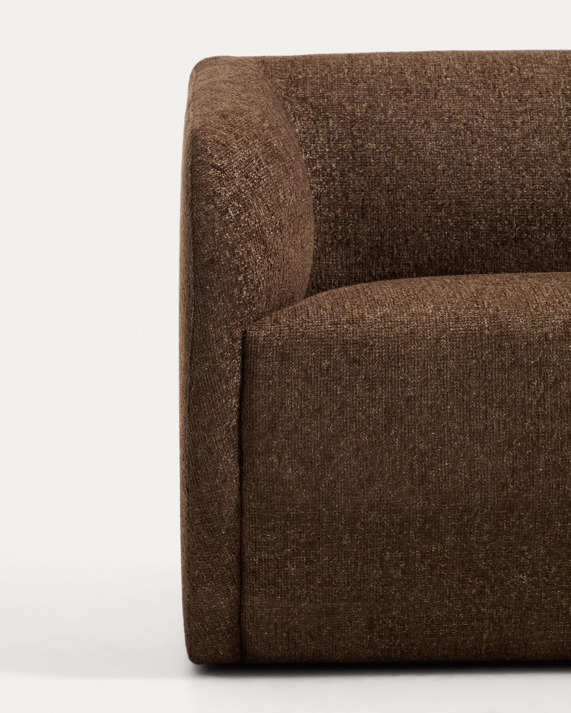 Milare armchair in chocolate brown chenille 83 cm FSC 100%