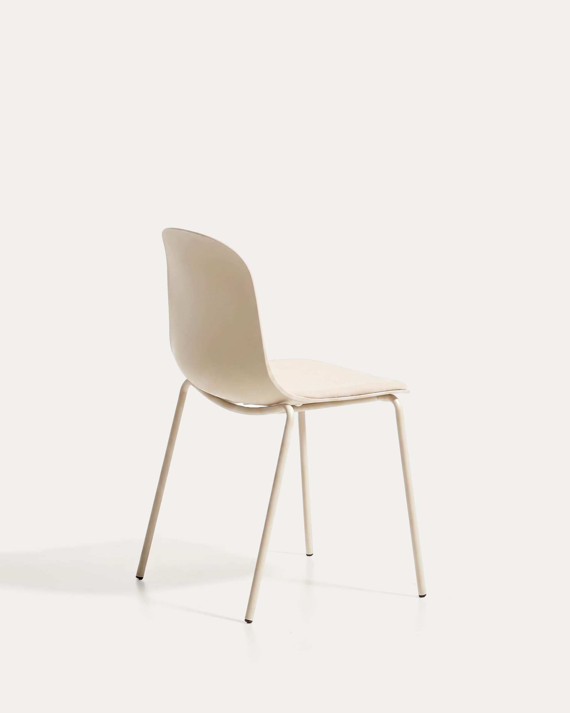 Debari chair with chenille cushion and beige-finish steel legs