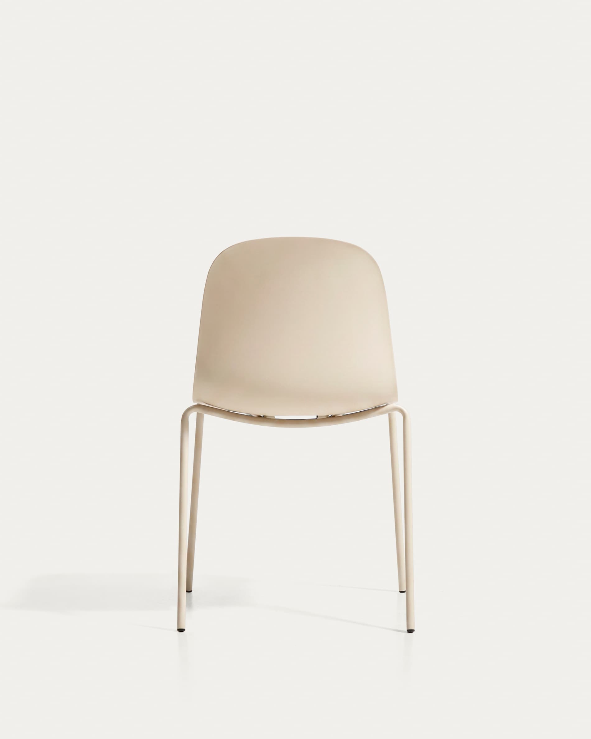 Debari chair with chenille cushion and beige-finish steel legs