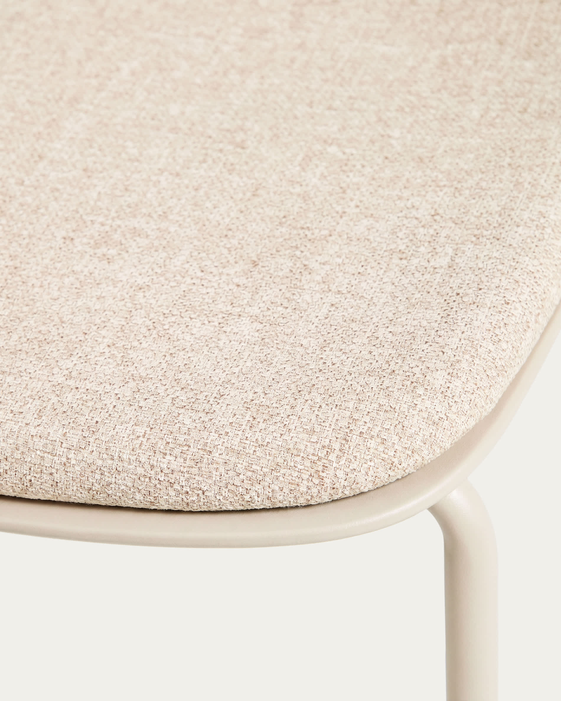 Debari chair with chenille cushion and beige-finish steel legs