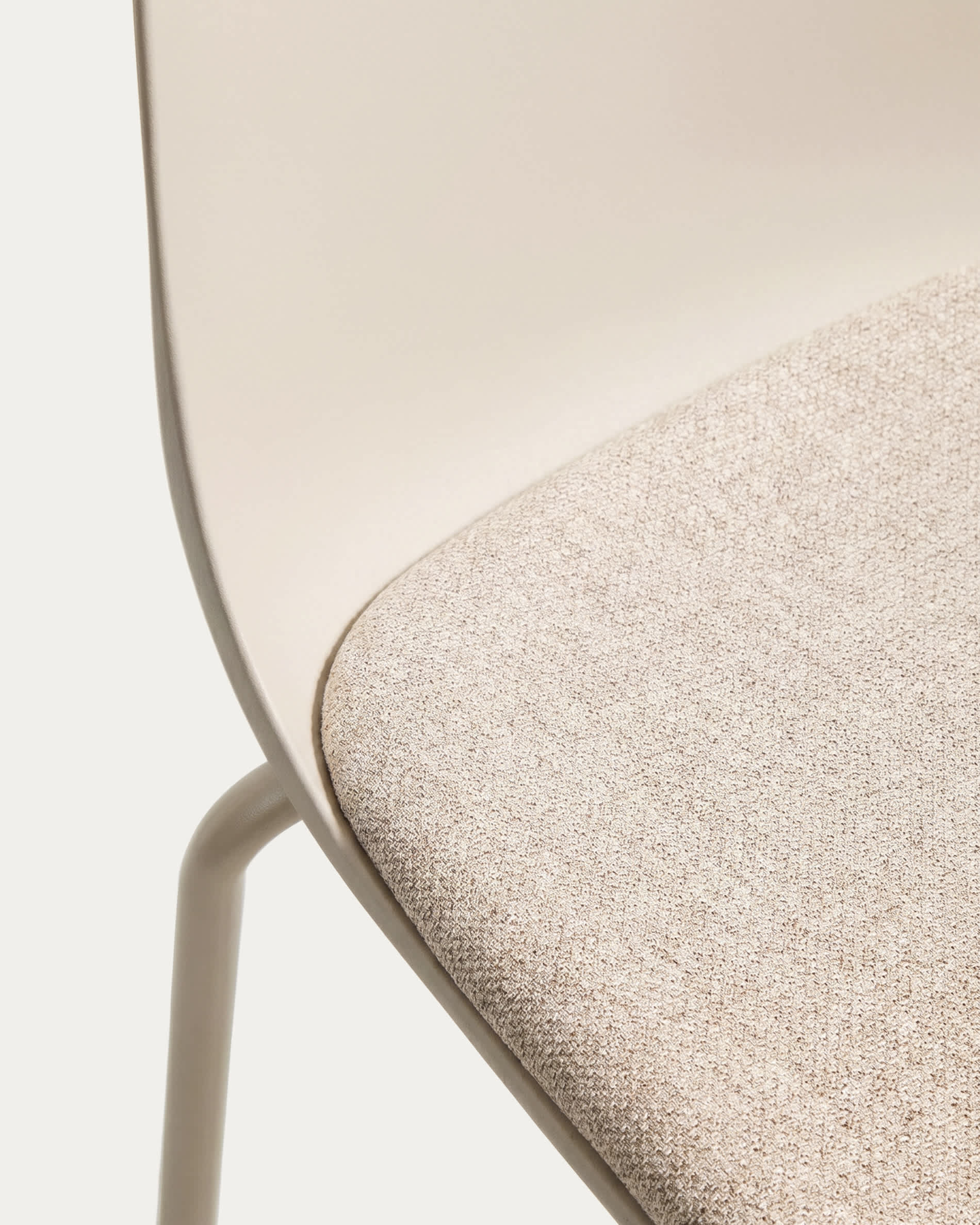 Debari chair with chenille cushion and beige-finish steel legs