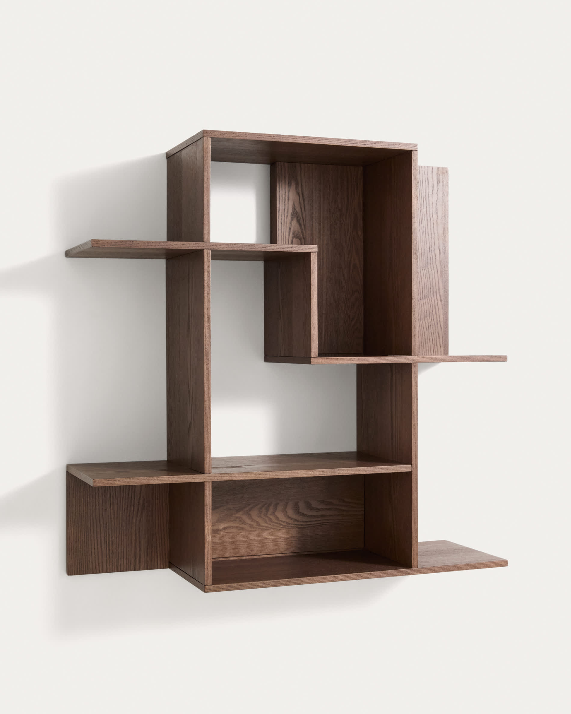 Ina modular shelving unit in ash veneer with walnut-tone finish 80 x 80cm FSC 100%