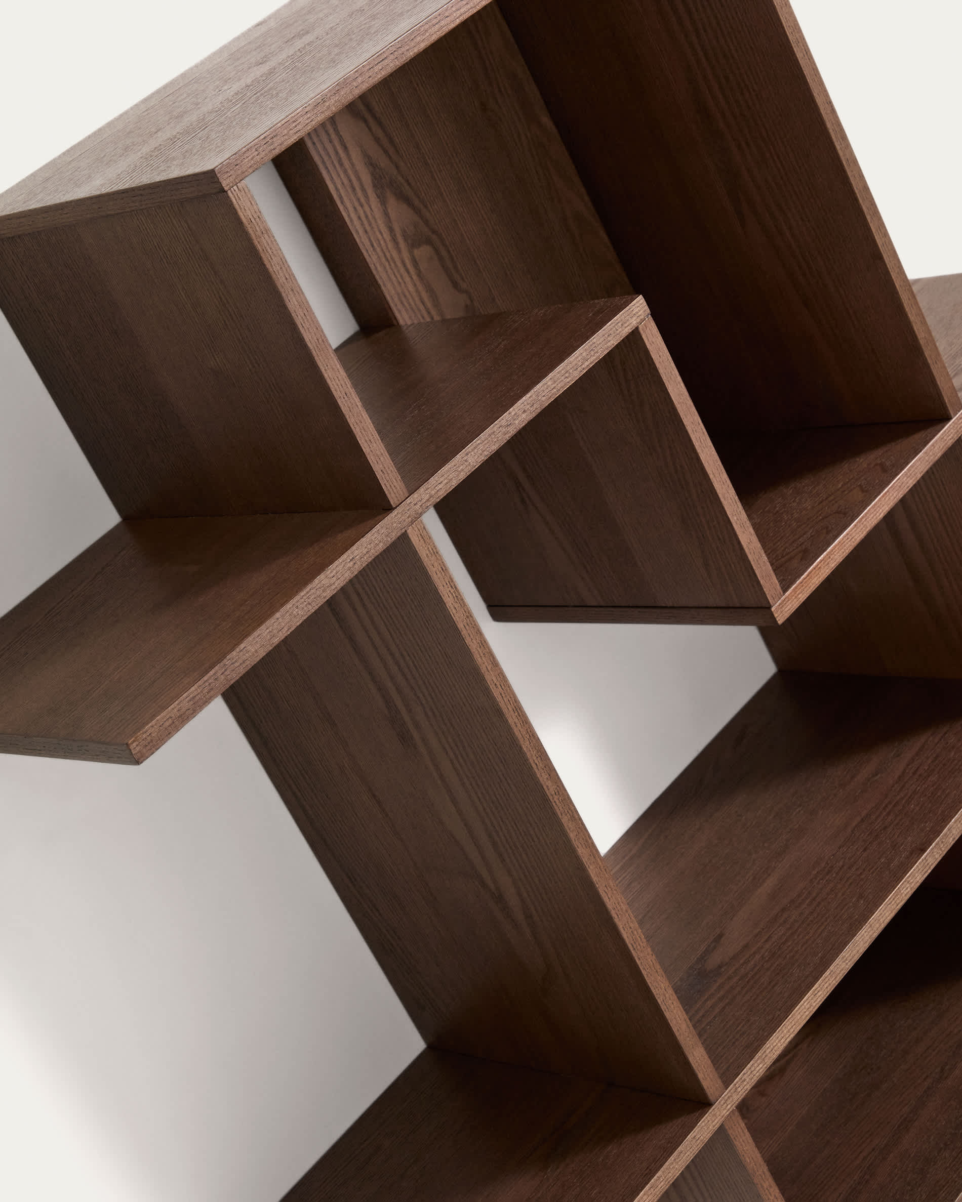 Ina modular shelving unit in ash veneer with walnut-tone finish 80 x 80cm FSC 100%