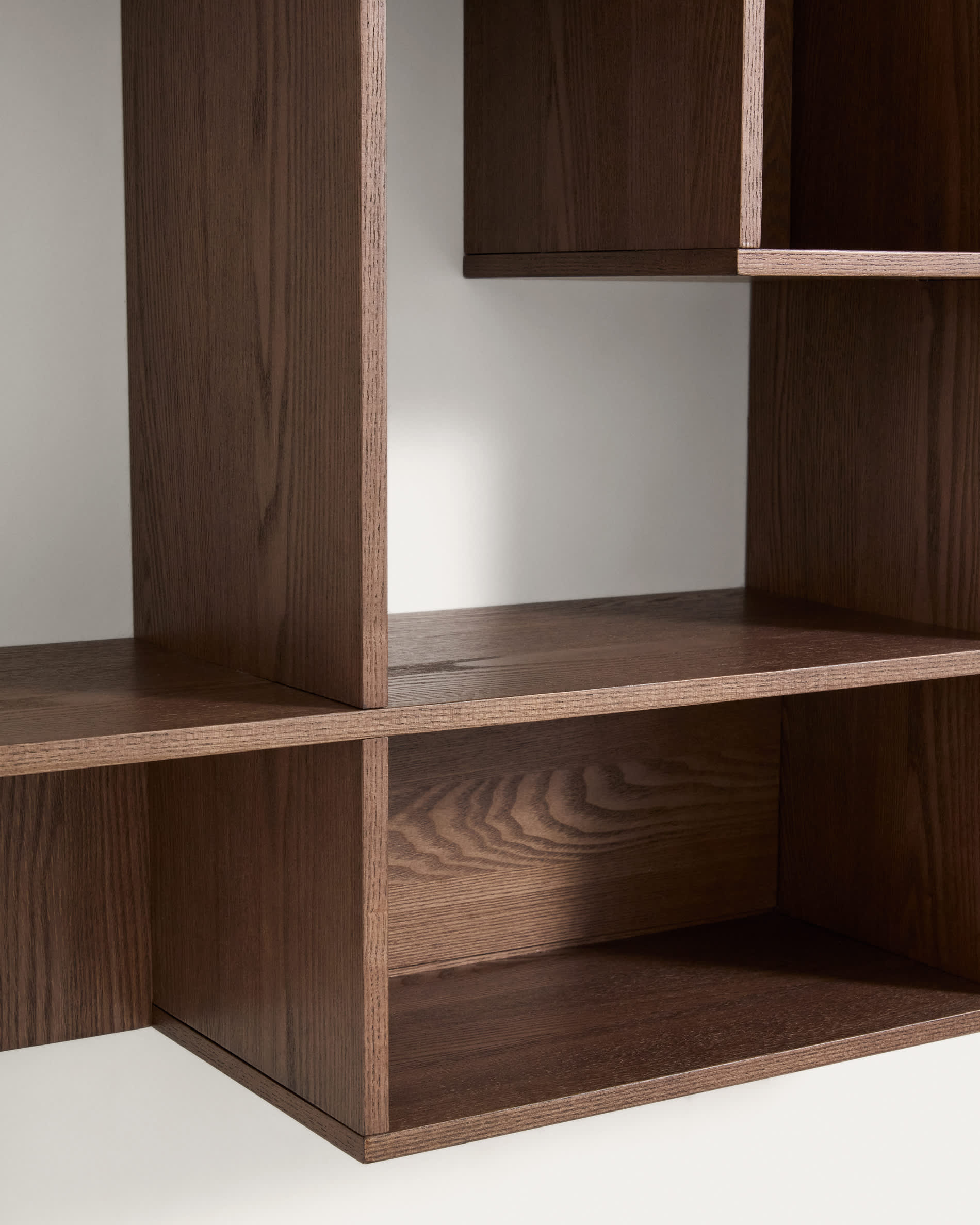 Ina modular shelving unit in ash veneer with walnut-tone finish 80 x 80cm FSC 100%