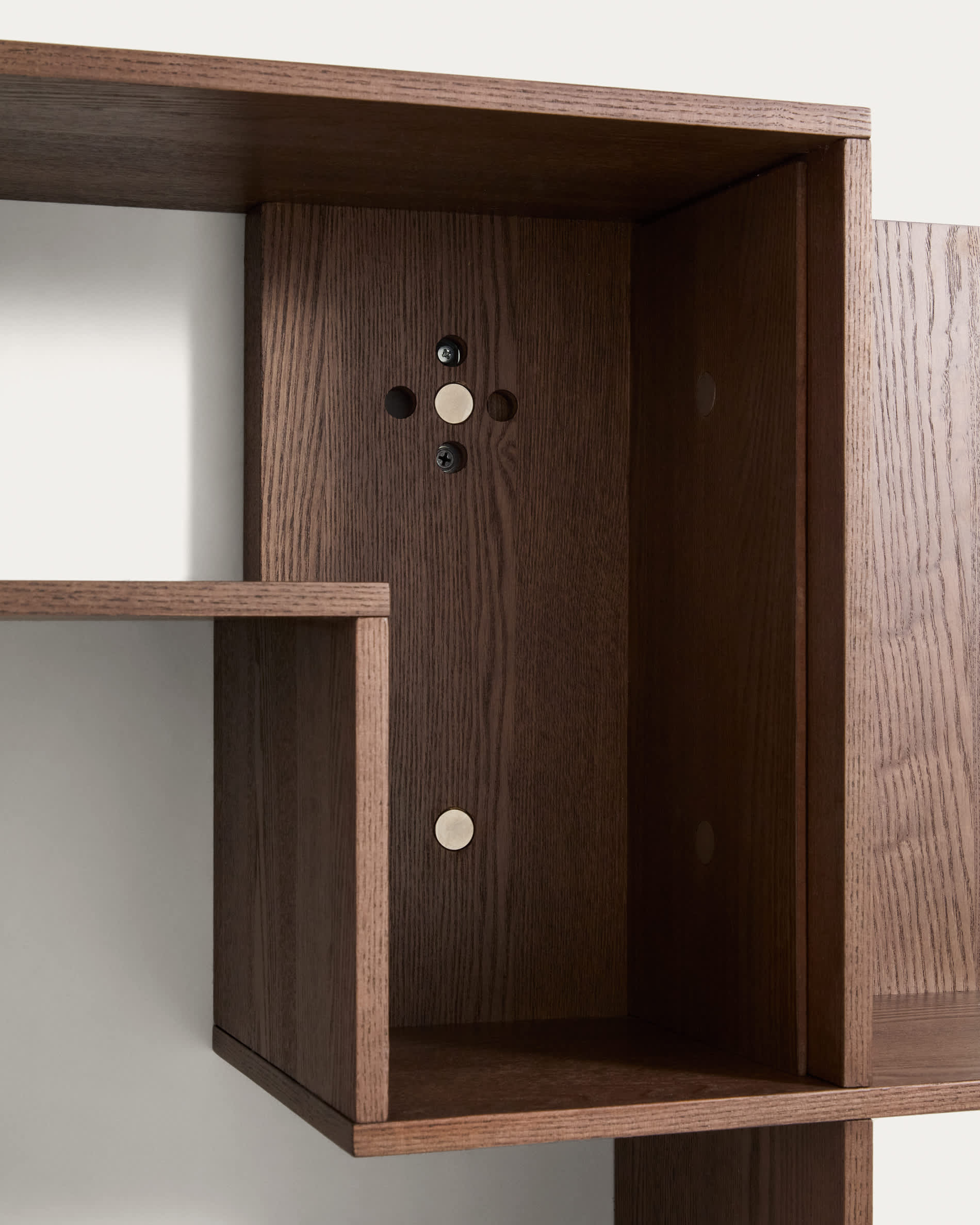 Ina modular shelving unit in ash veneer with walnut-tone finish 80 x 80cm FSC 100%