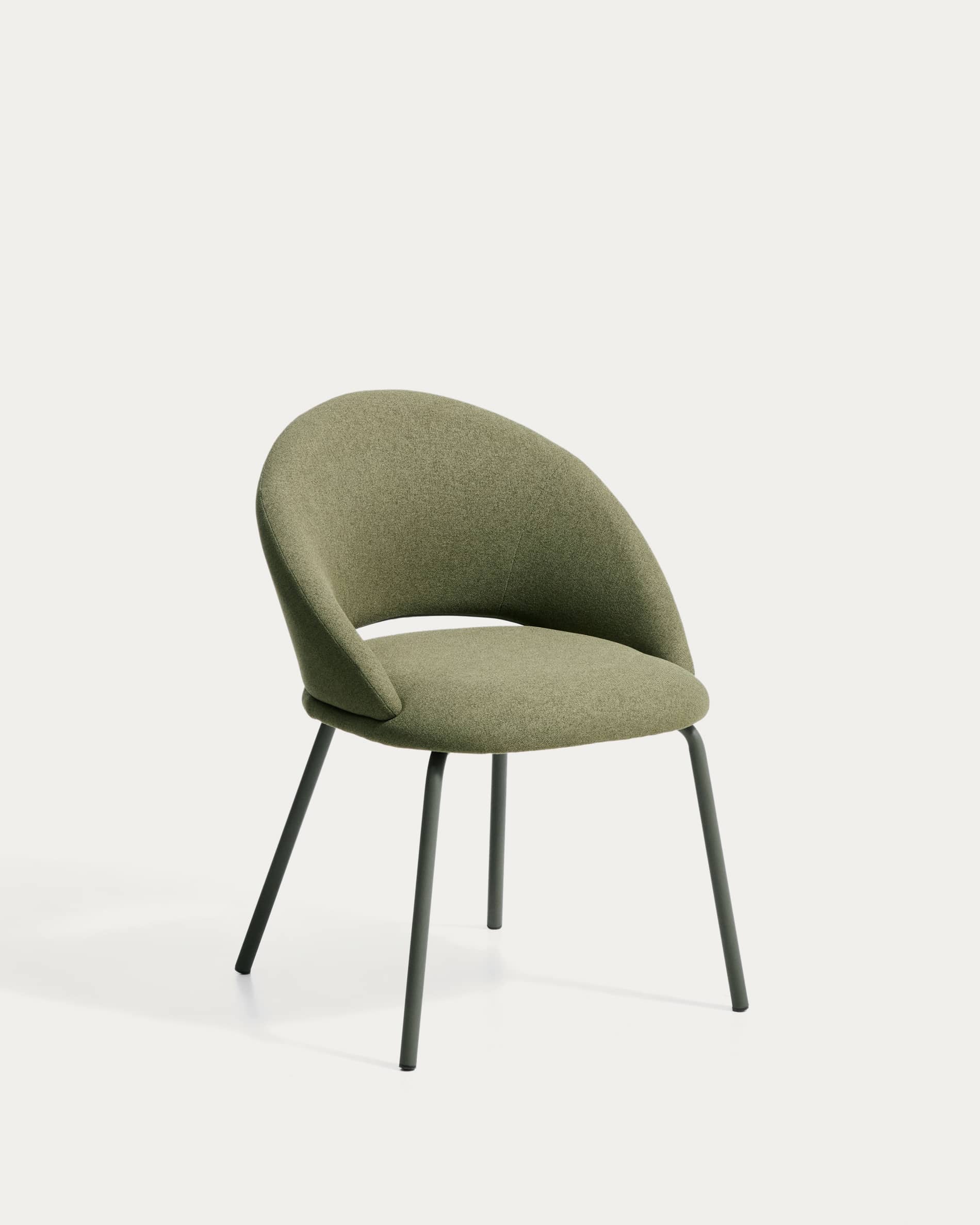 Bonali chair in green chenille with green metal legs FSC Mix Credit