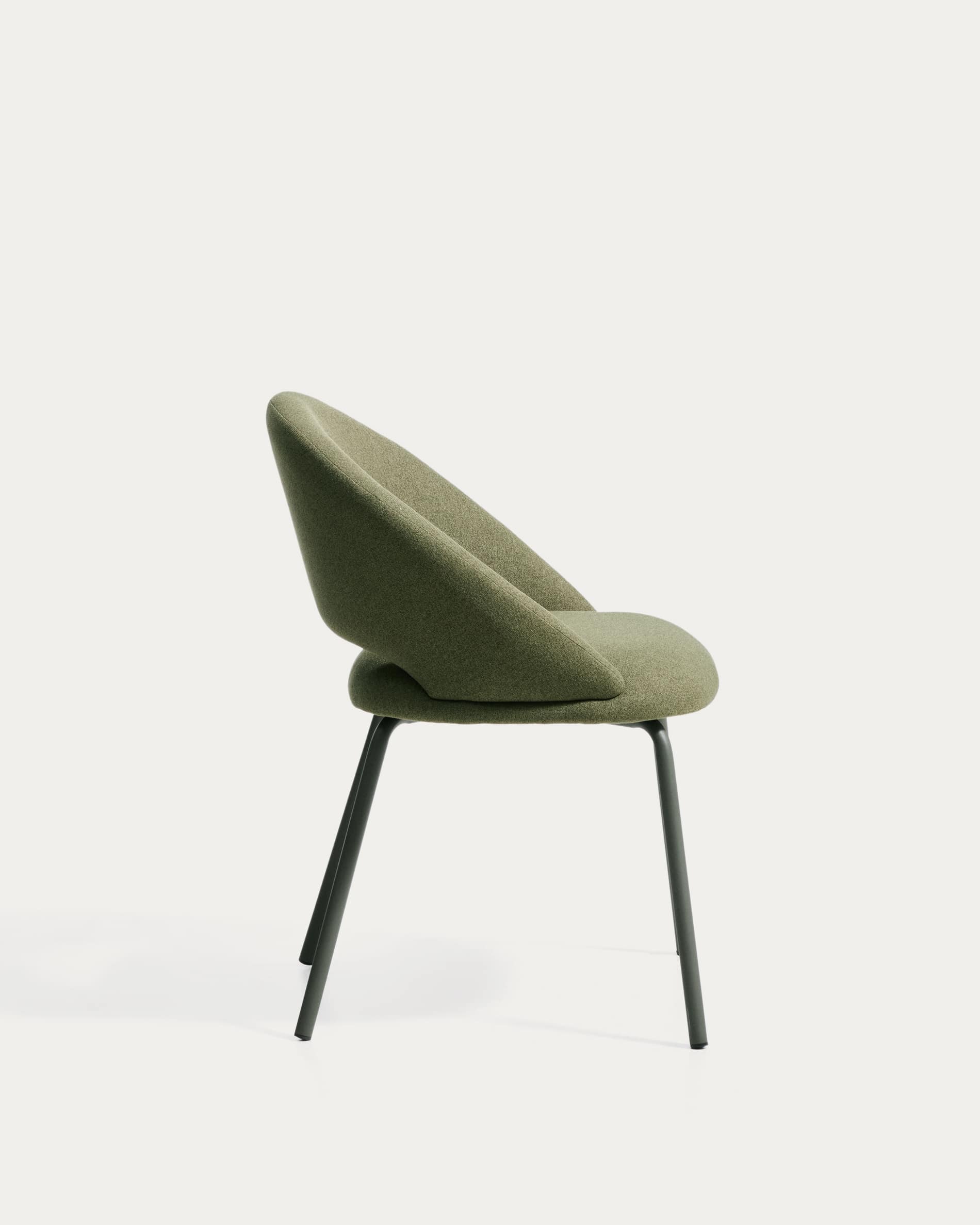 Bonali chair in green chenille with green metal legs FSC Mix Credit