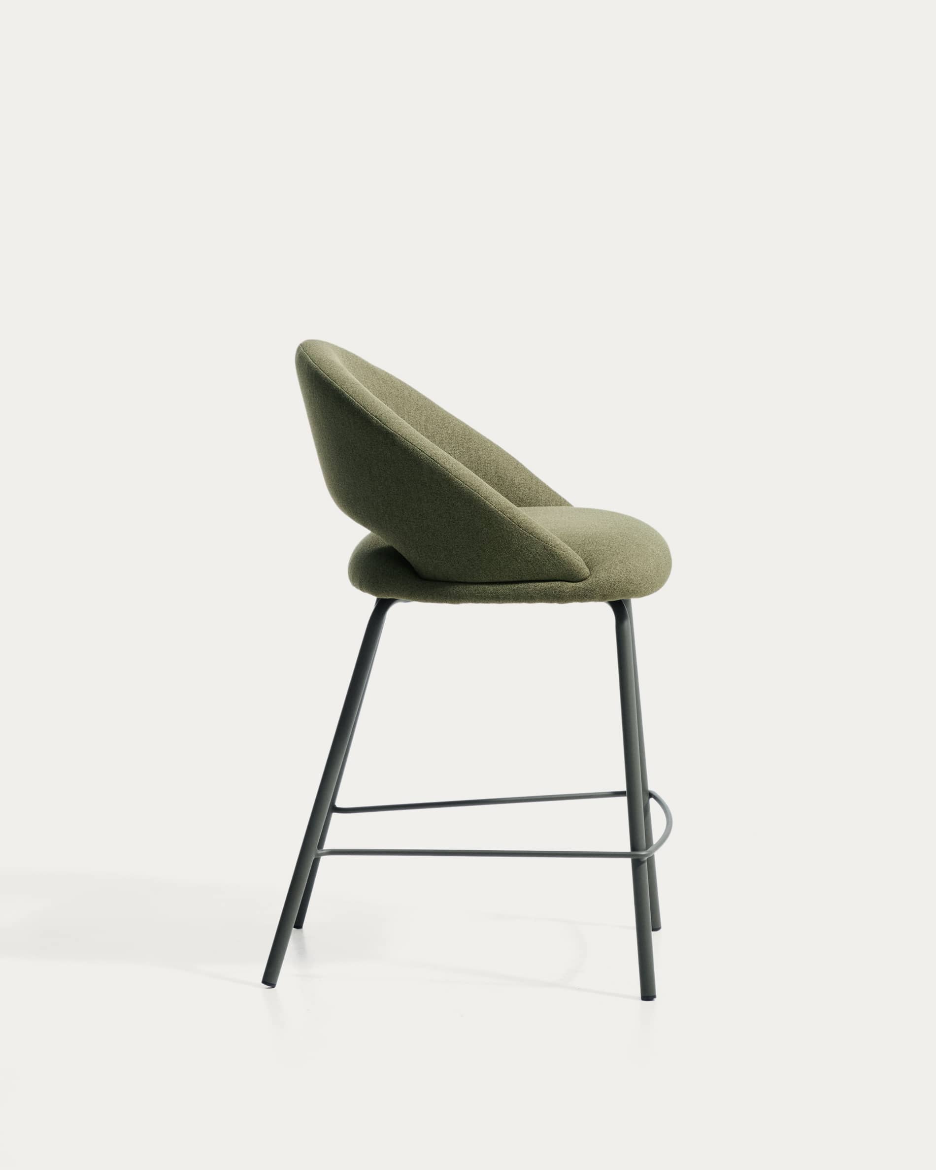 Bonali stool in green chenille with green metal legs FSC Mix Credit 65cm