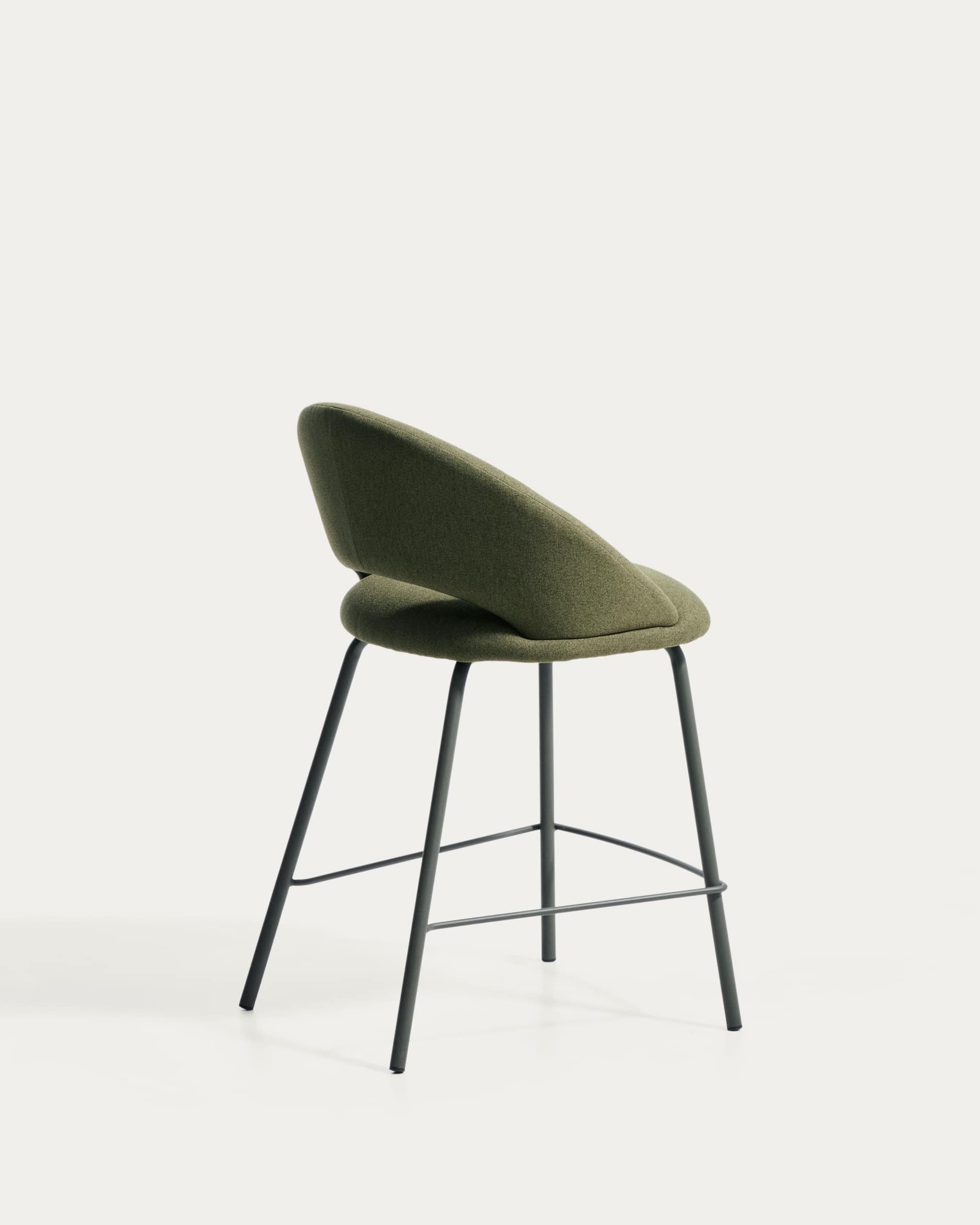 Bonali stool in green chenille with green metal legs FSC Mix Credit 65cm