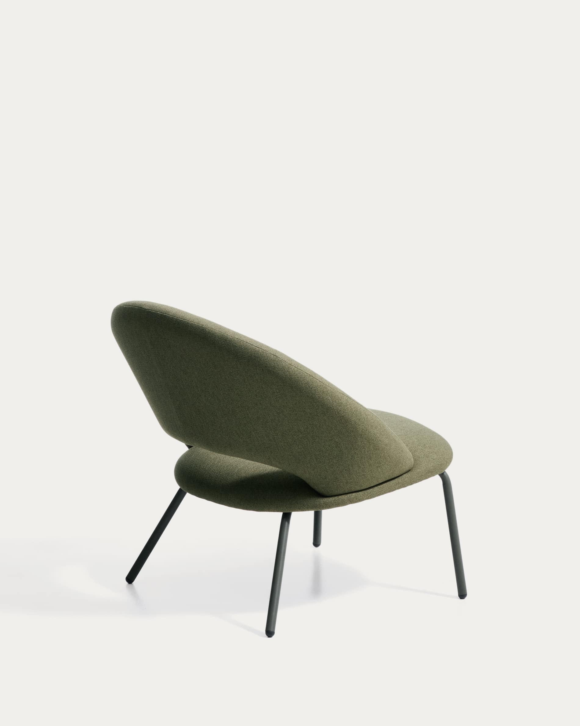 Bonali armchair in green chenille with green metal legs FSC Mix Credit