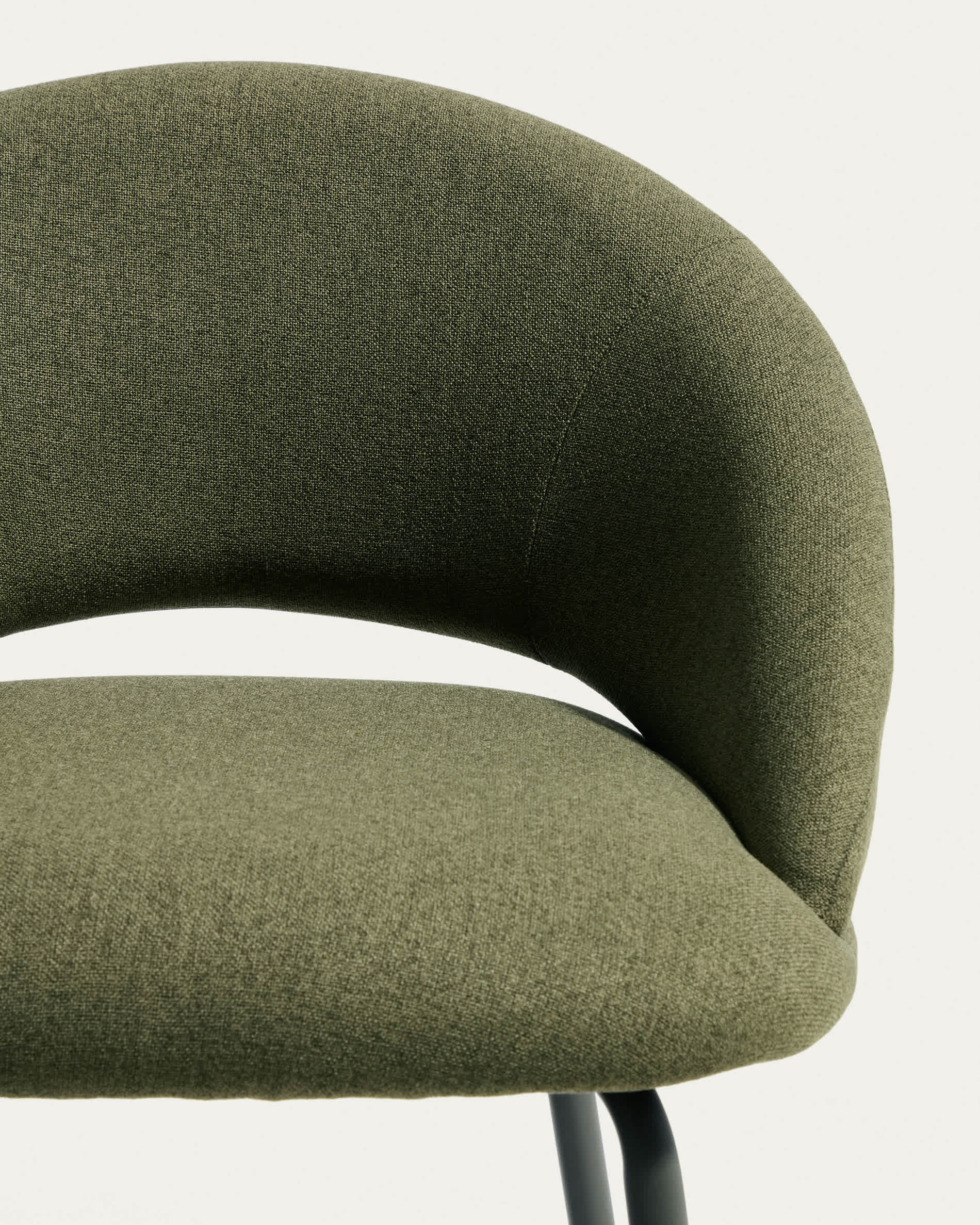 Bonali stool in green chenille with green metal legs FSC Mix Credit 65cm