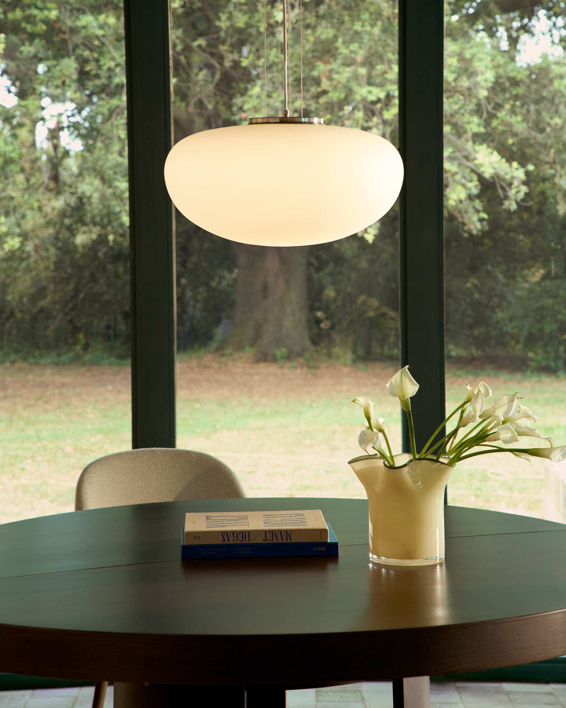 Ardali ceiling lamp in smoked glass and steel with brushed finish Ø50cm