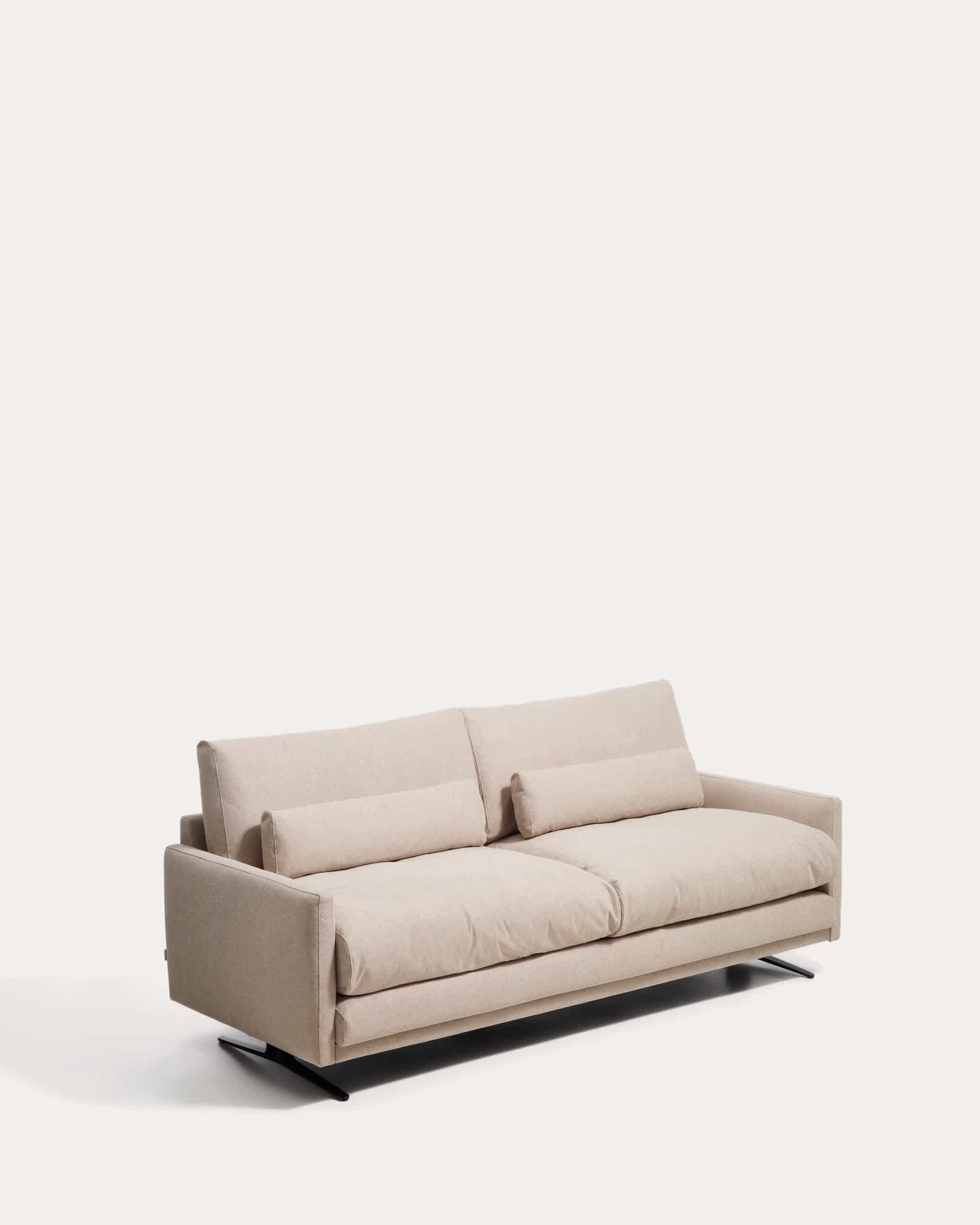 Veliro fire-retardant 2-seater sofa in beige with steel legs with black finish 210 cm FSC Mix Credit