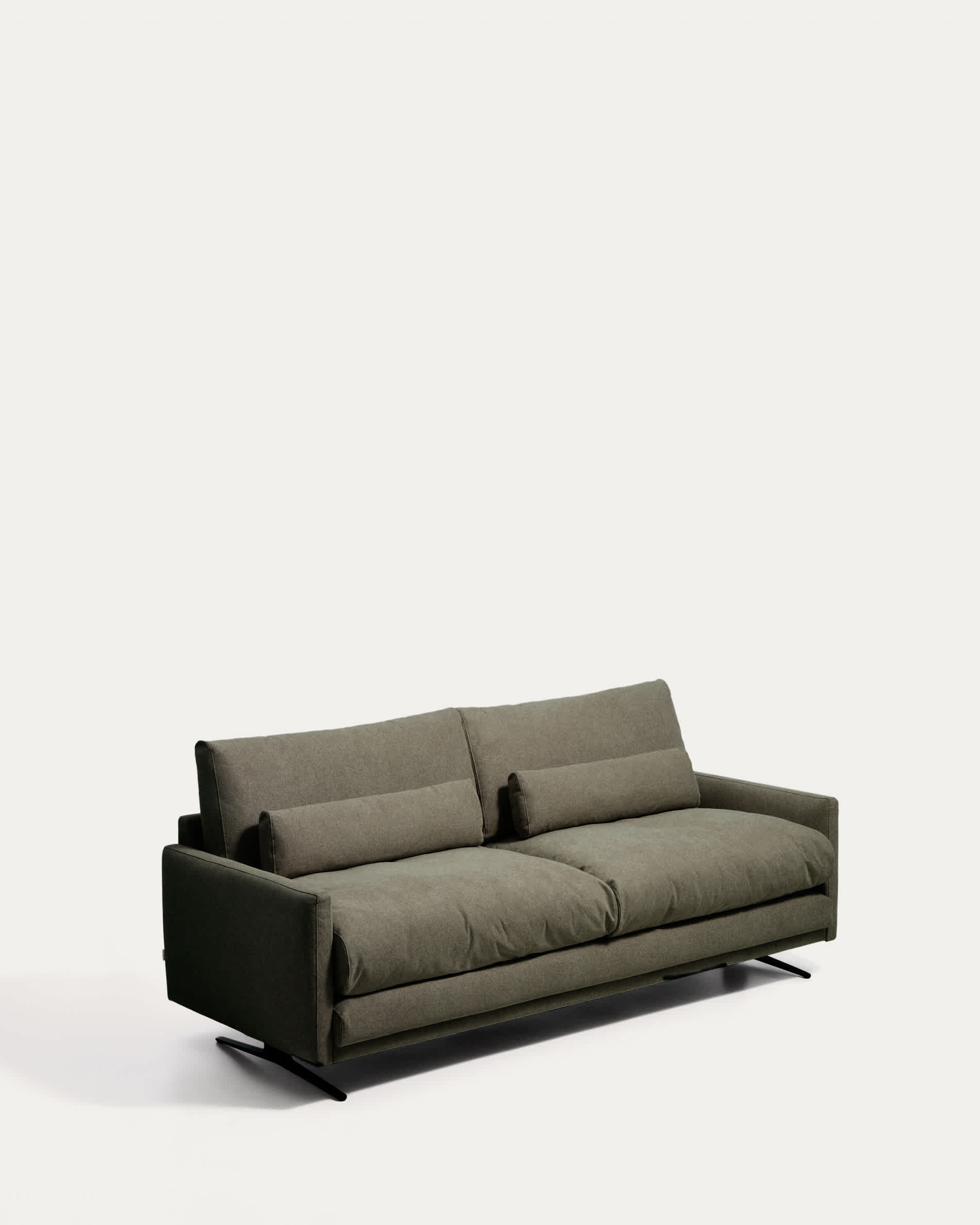 Veliro fire-retardant 2-seater sofa in dark green with steel legs with black finish 210 cm FSC Mix Credit