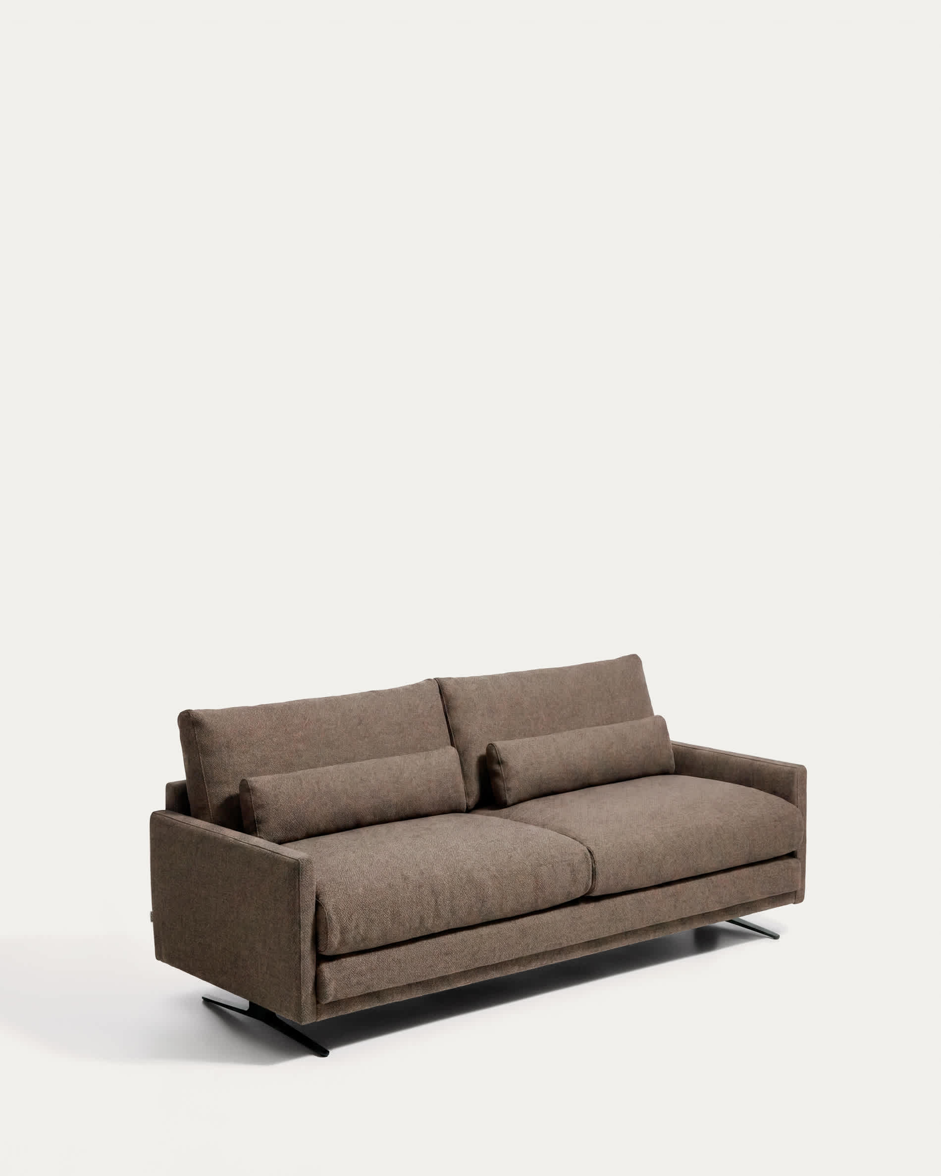 Veliro fire-retardant 2-seater sofa in toasted brown with steel legs with black finish 210 cm FSC Mix Credit