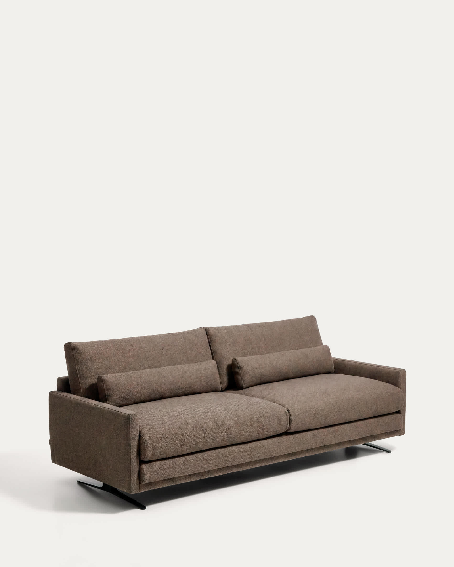 Veliro fire-retardant 3-seater sofa in toasted brown with steel legs with black finish 240 cm FSC Mix Credit