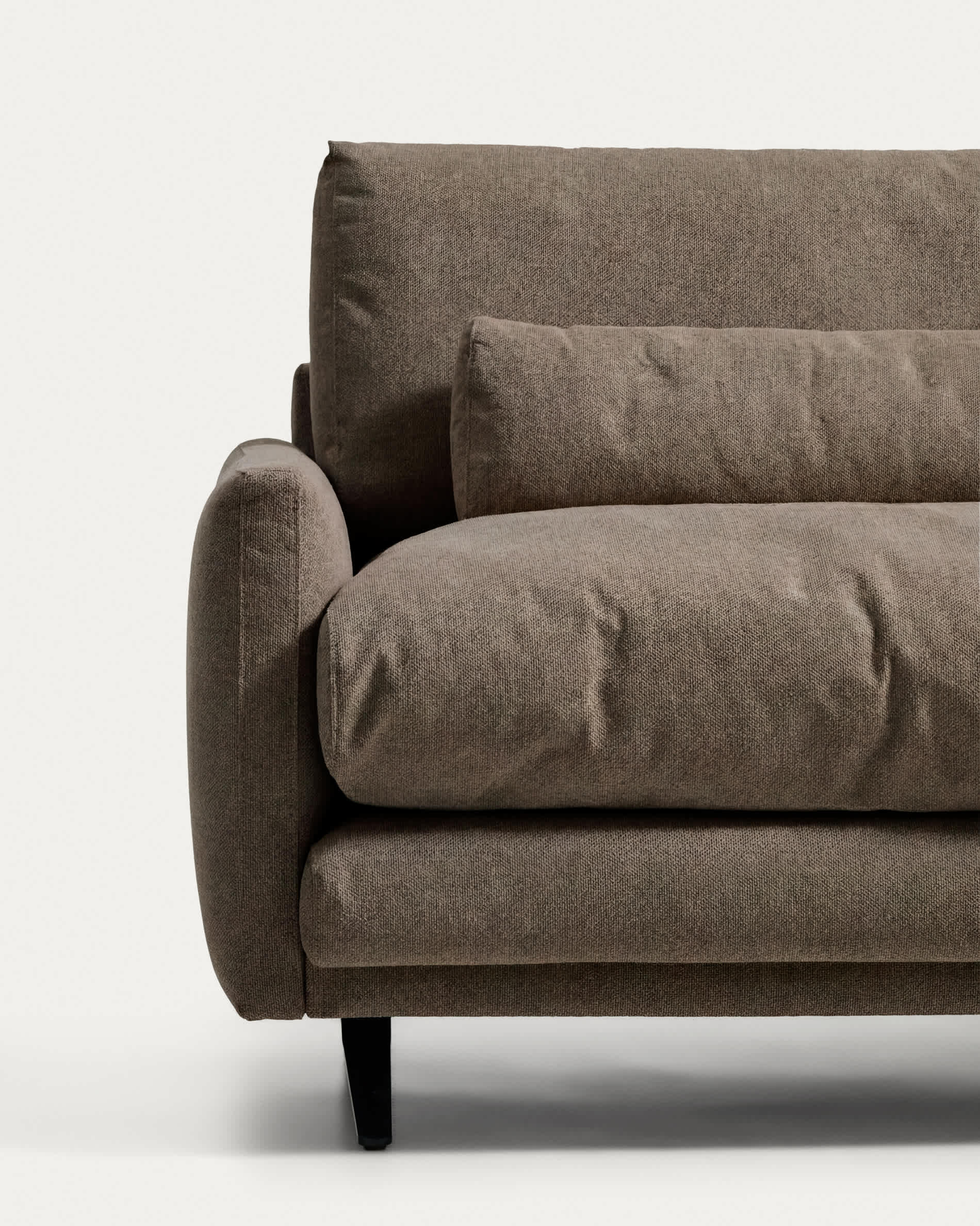 Veliro fire-retardant 3-seater sofa in toasted brown with steel legs with black finish 240 cm FSC Mix Credit