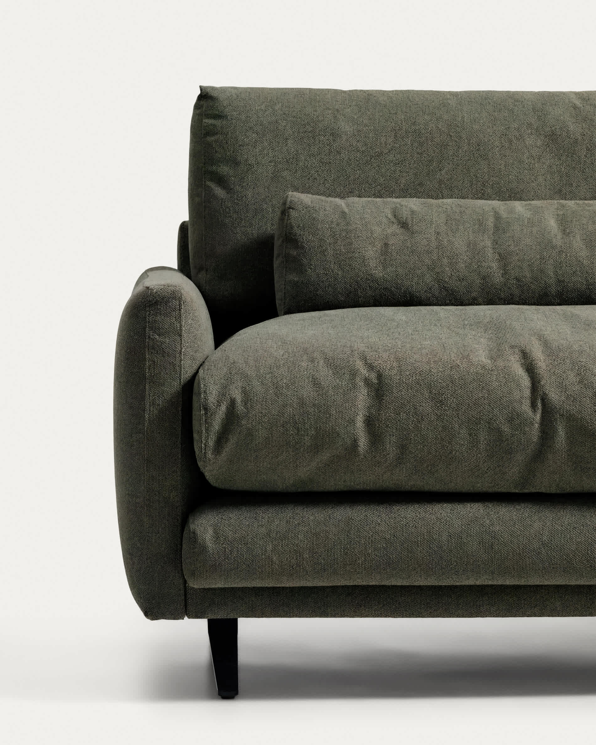 Veliro fire-retardant 2-seater sofa in dark green with steel legs with black finish 210 cm FSC Mix Credit