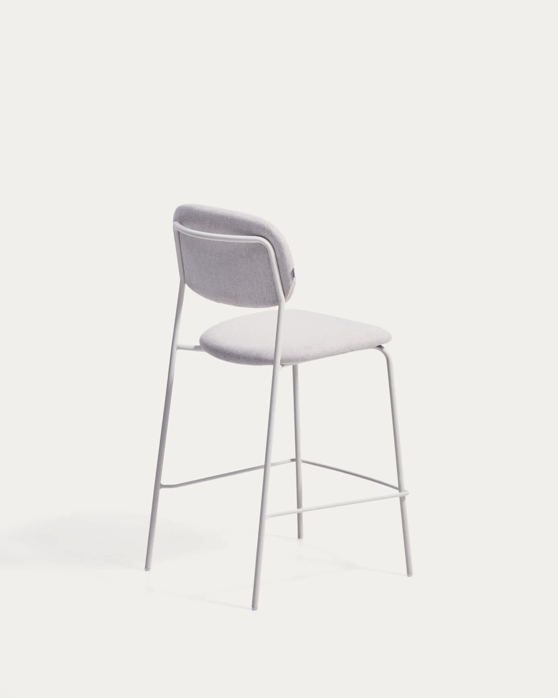 Meli stackable stool in beige chenille with beige metal legs FSC Mix Credit 65cm
