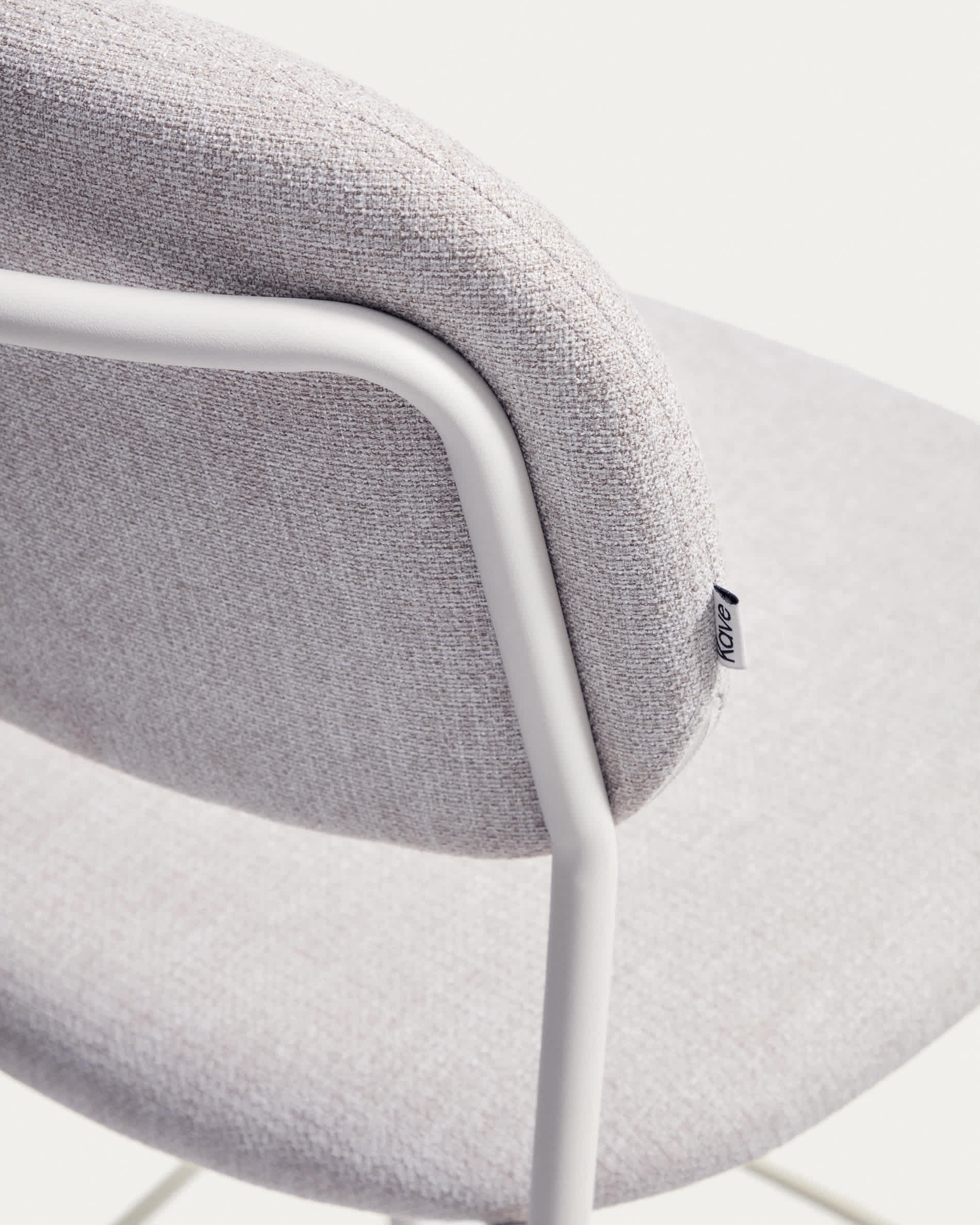 Meli stackable stool in beige chenille with beige metal legs FSC Mix Credit 65cm