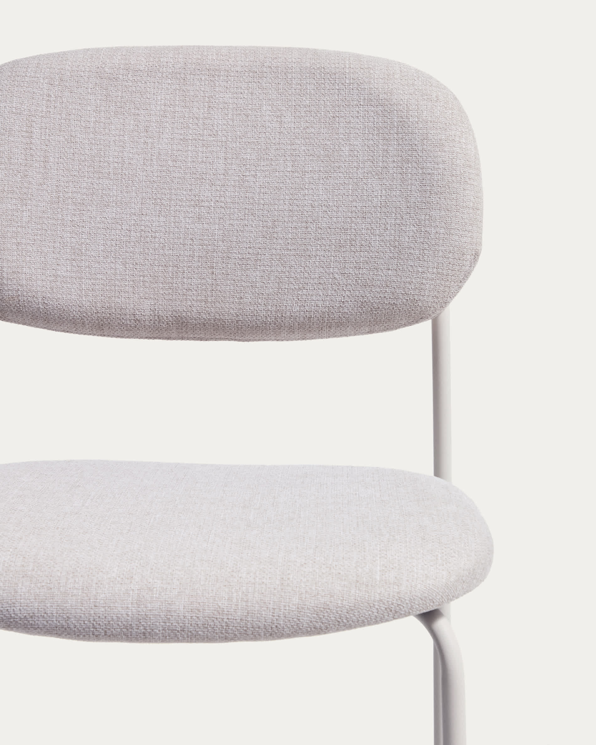 Meli stackable stool in beige chenille with beige metal legs FSC Mix Credit 65cm