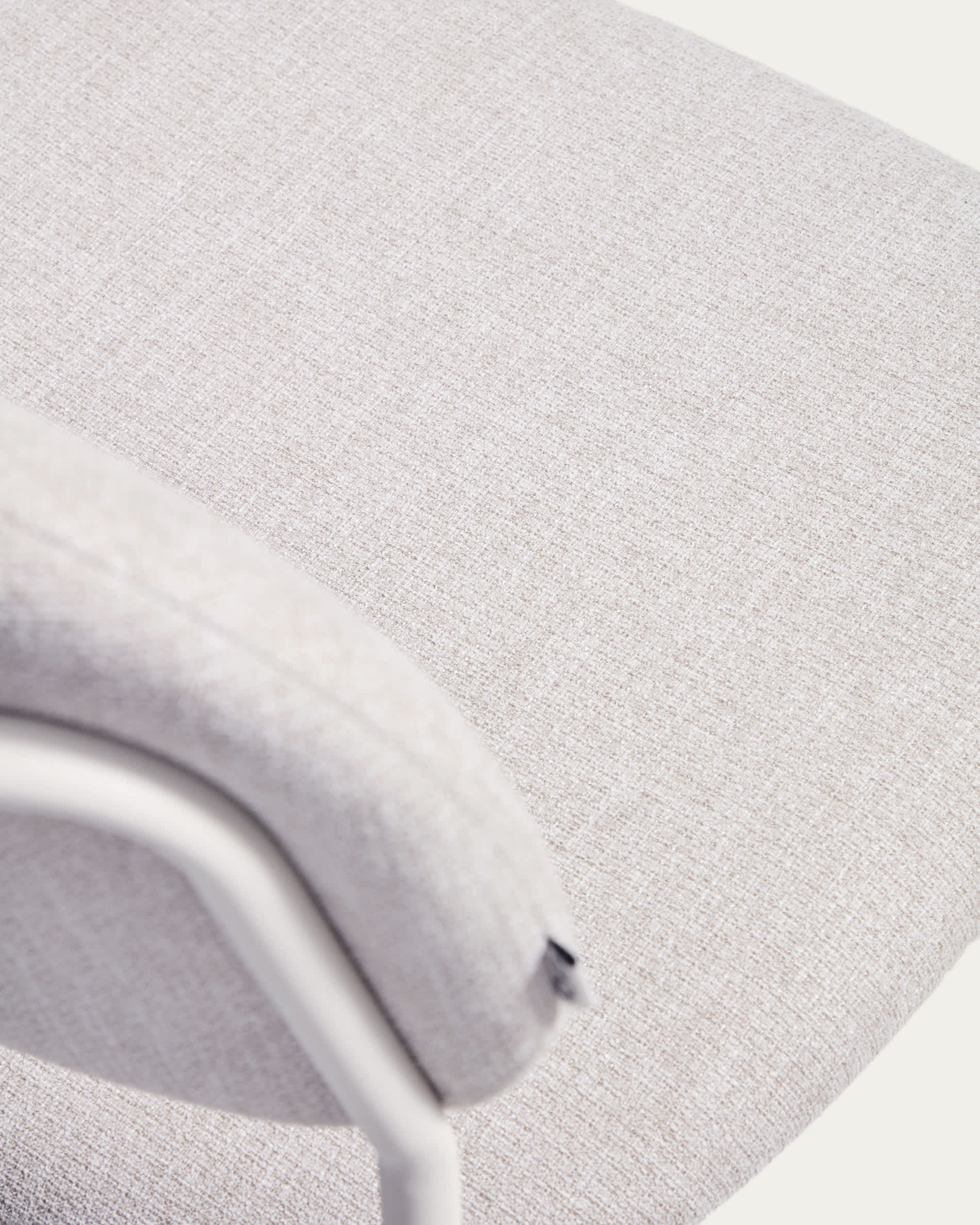 Meli stackable stool in beige chenille with beige metal legs FSC Mix Credit 65cm