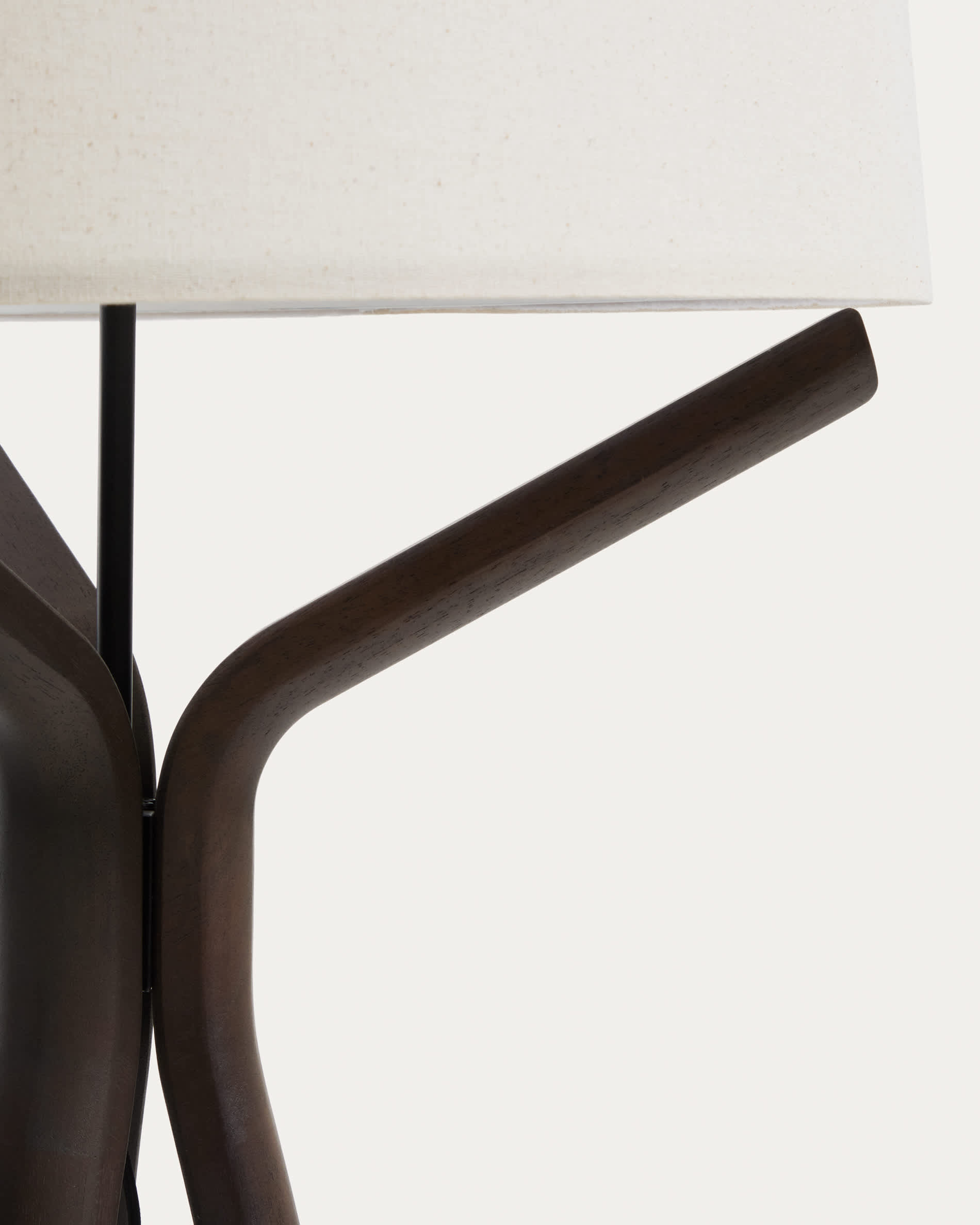 Ubira ash wood floor lamp with dark finish and linen lampshade