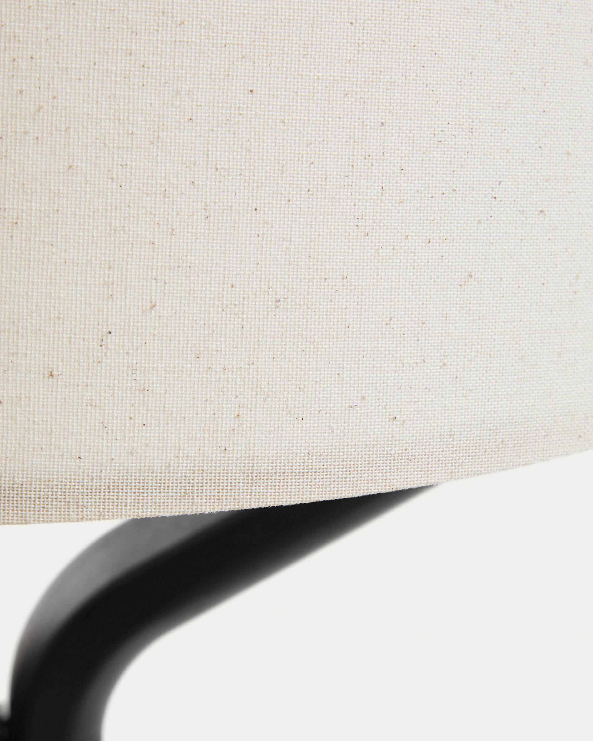 Ubira oak wood floor lamp with black finish and linen lampshade