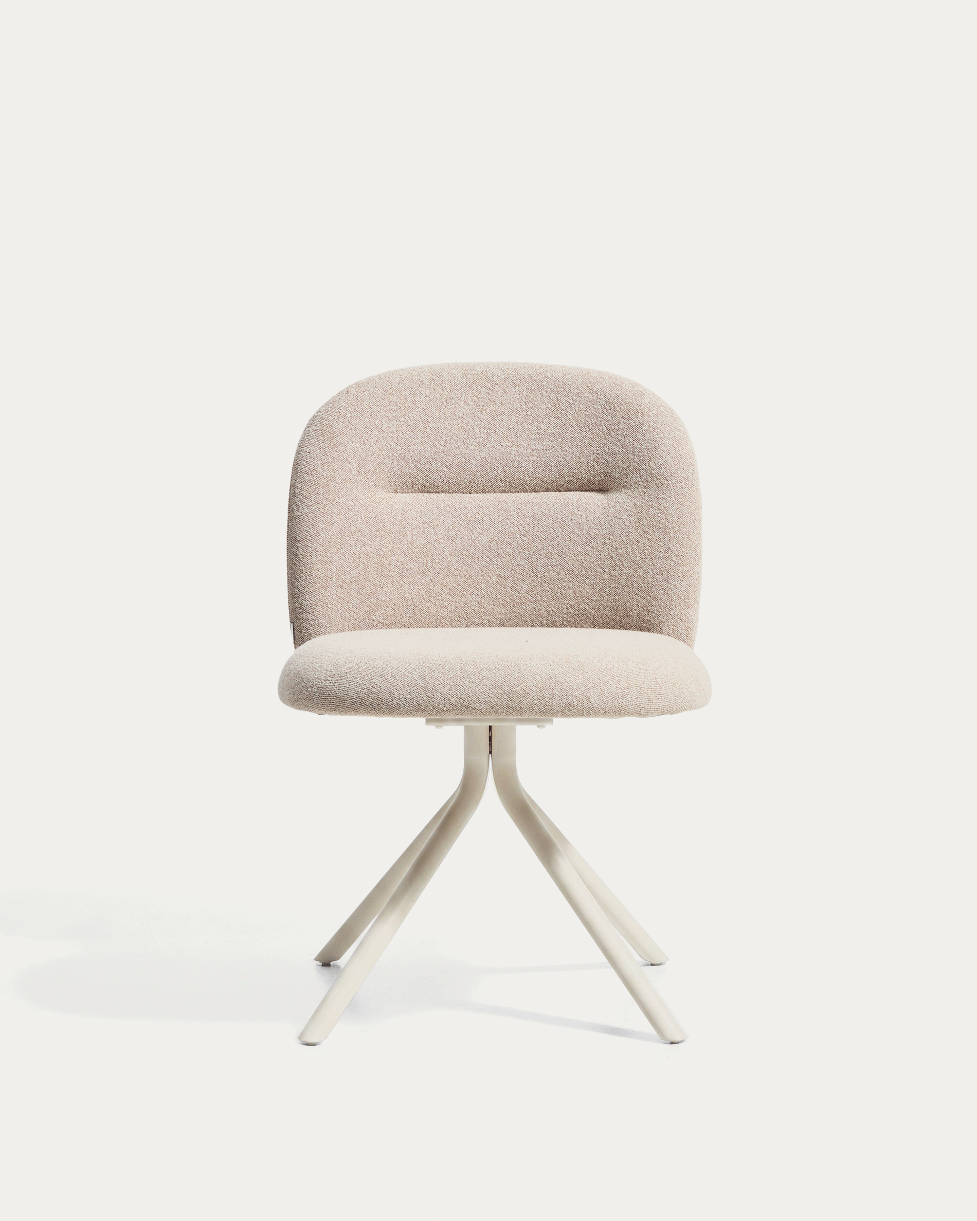Arino beige chenille swivel chair with beige metal legs FSC 100%