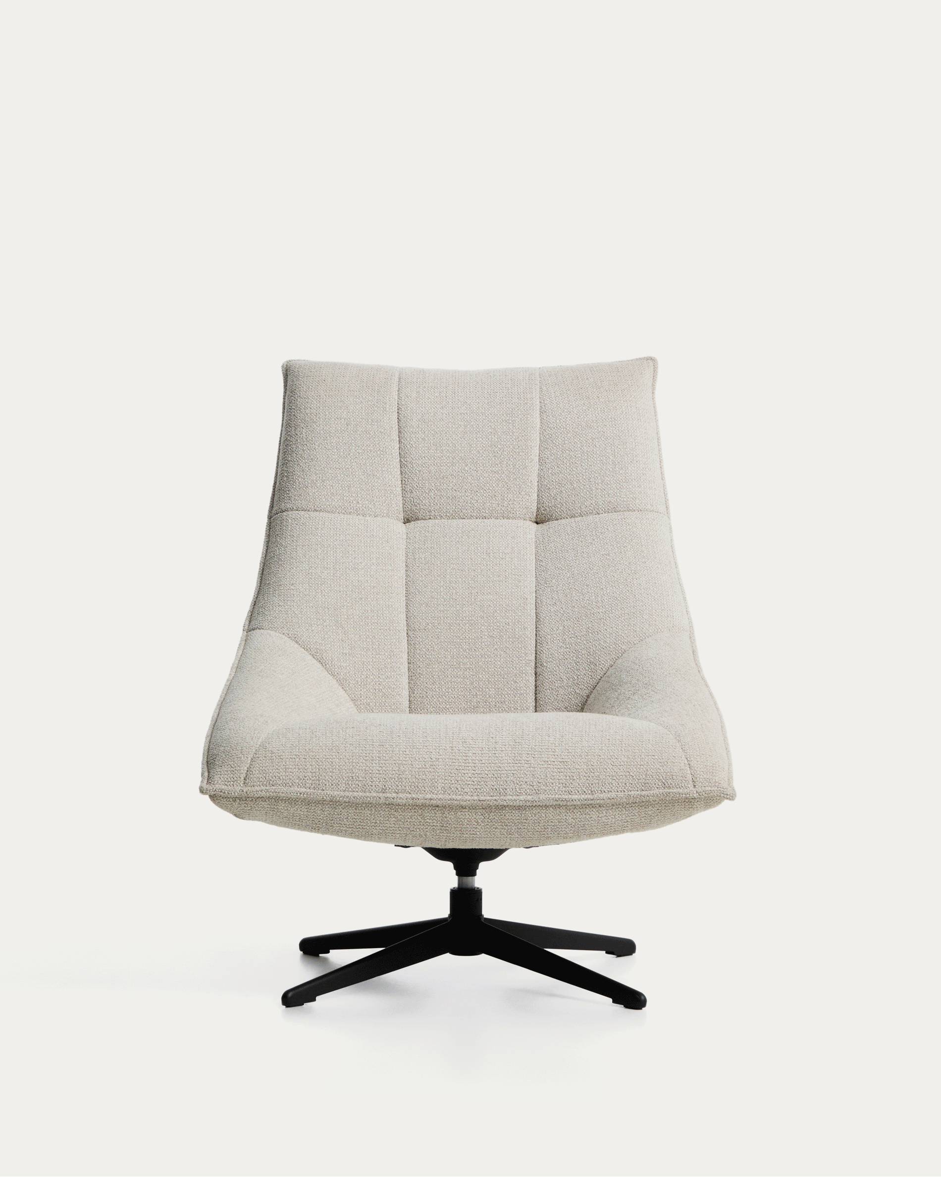 Dirala swivel armchair in beige chenille and steel with black finish FSC 100%