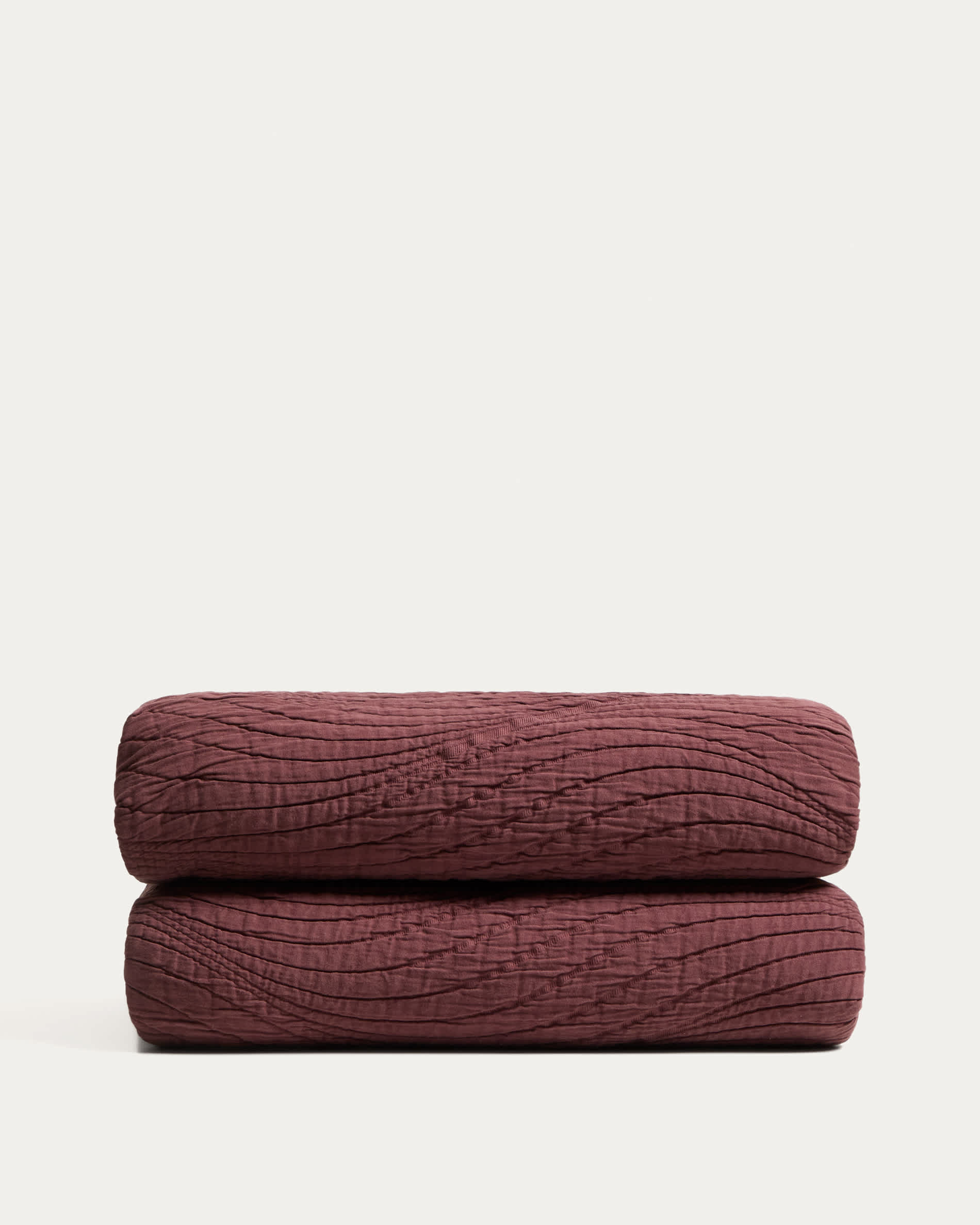 Sarula 100% cotton jacquard bedspread in garnet for 150/160 cm beds