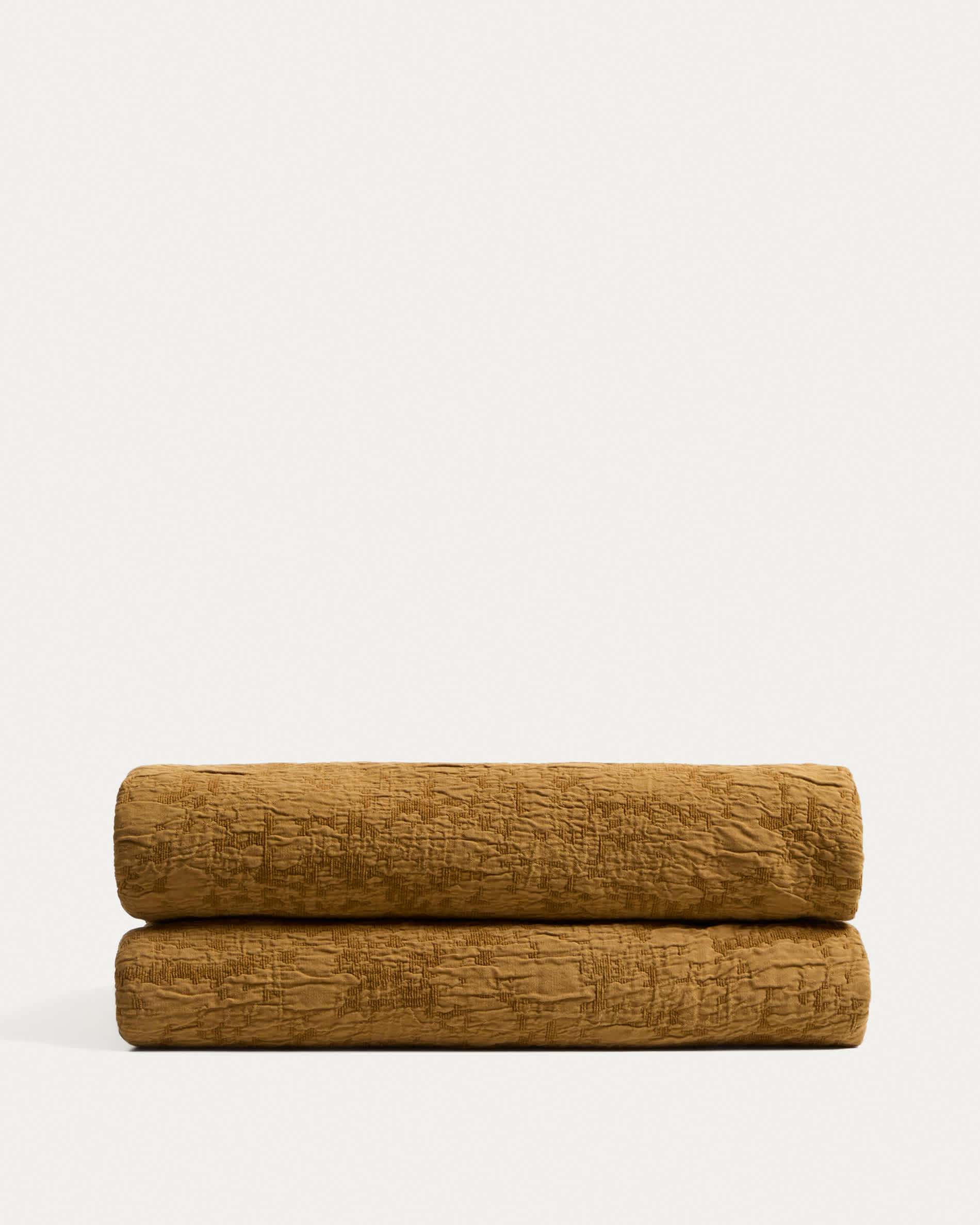 Sorava 100%-cotton jacquard mustard bedspread for 150/160 cm bed