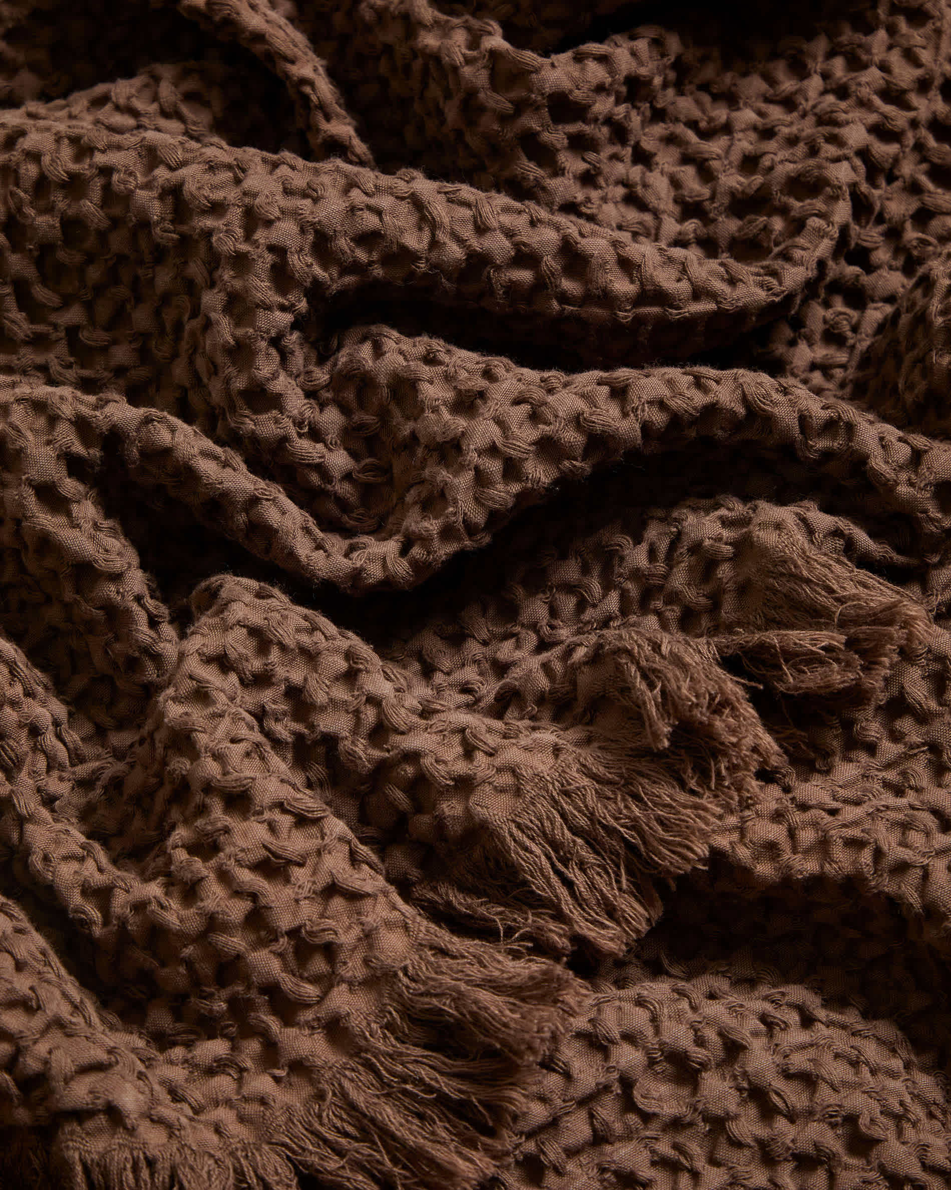 Nulina 100%-cotton brown waffle blanket 130 x 170 cm