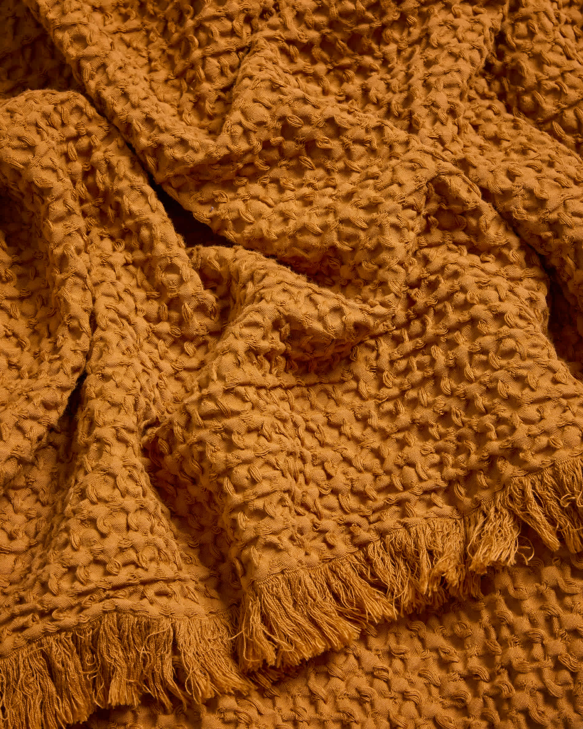 Nulina 100%-cotton waffle mustard blanket 130 x 170 cm